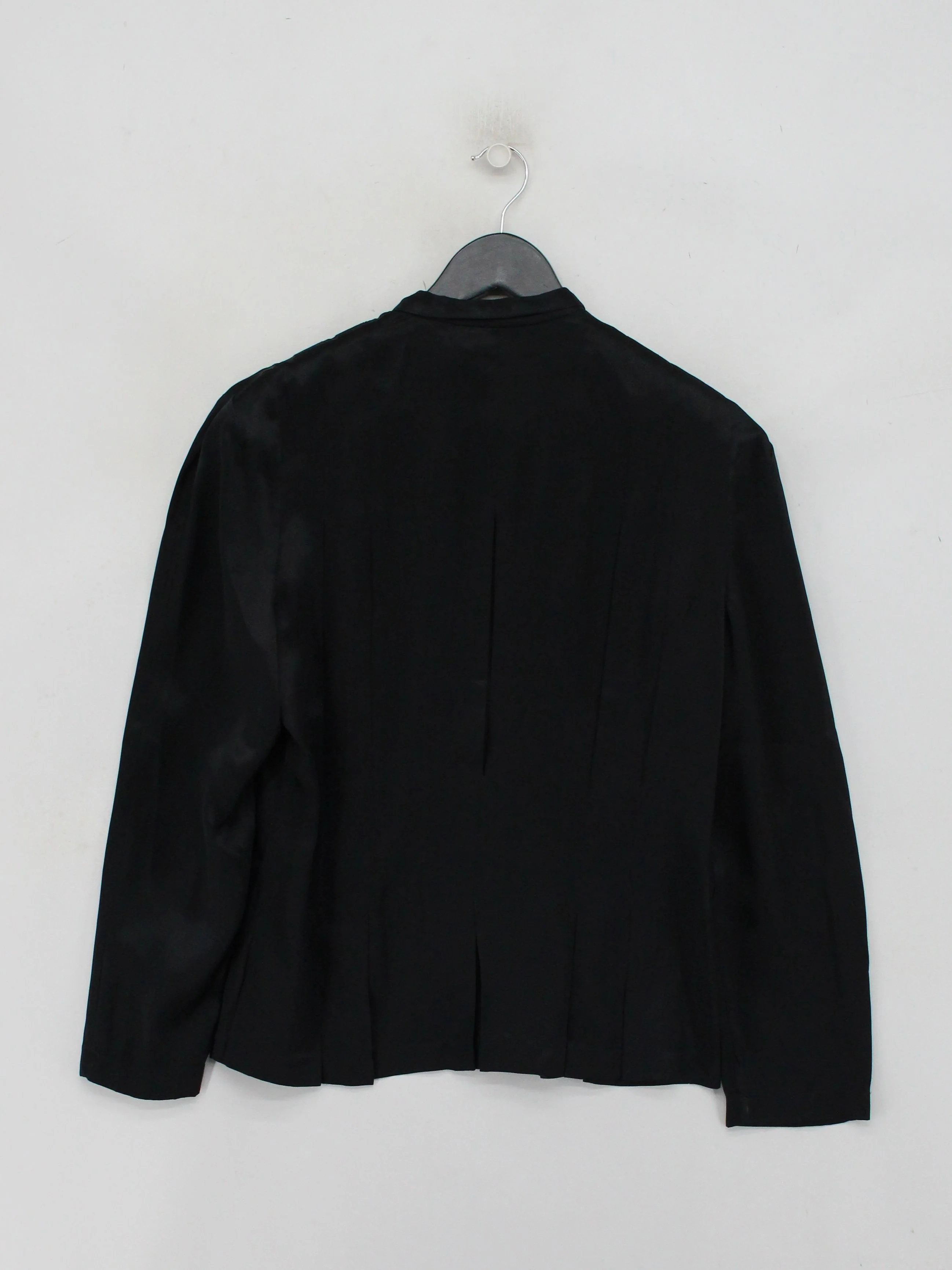 Bruce Oldfield Women's Blouse M Black 100% Silk Long Sleeve Collared Basic - Image 2