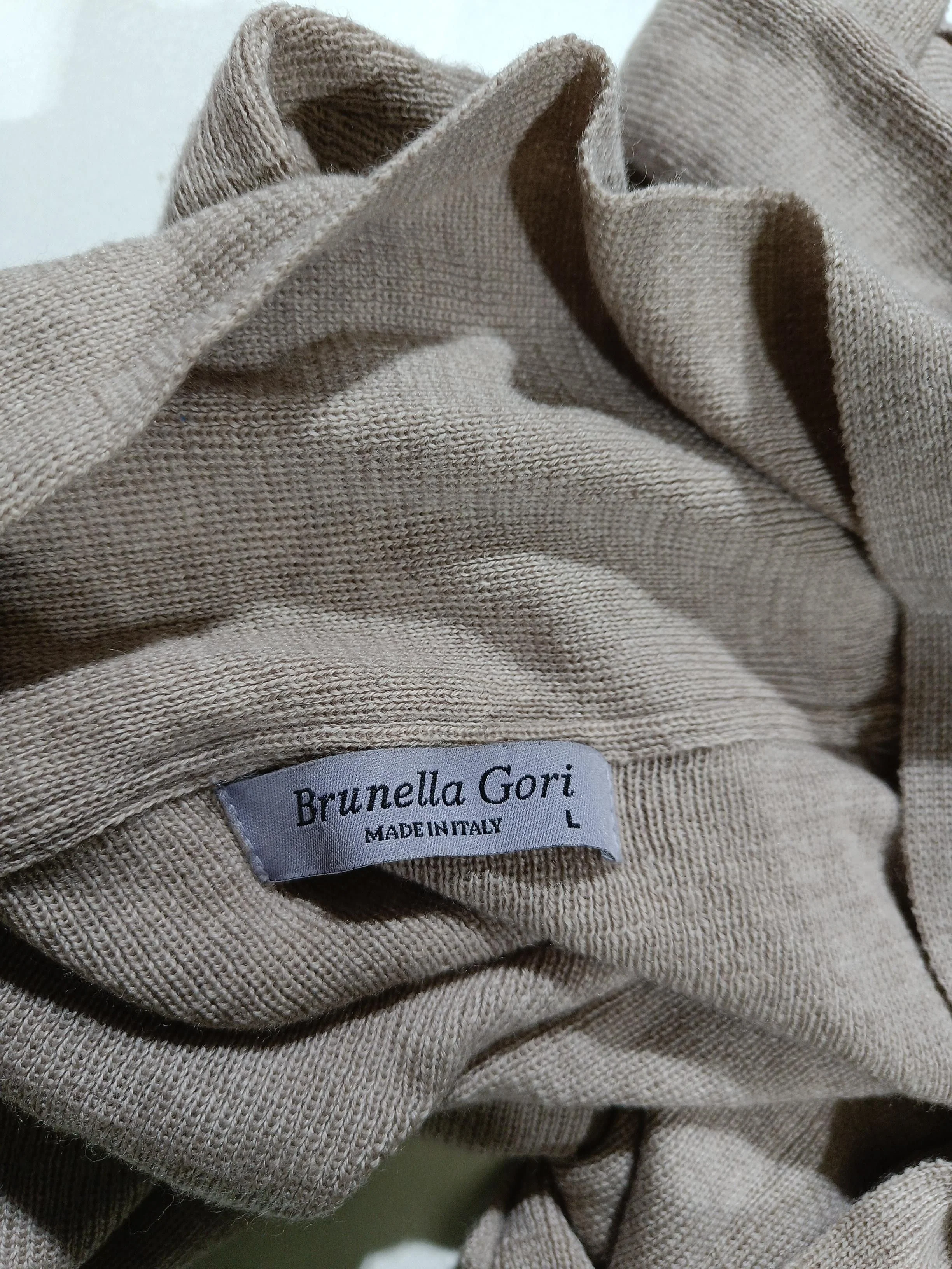 Brunella Gori Women's Cardigan L Tan 100% Wool V-Neck Cardigan - Image 5