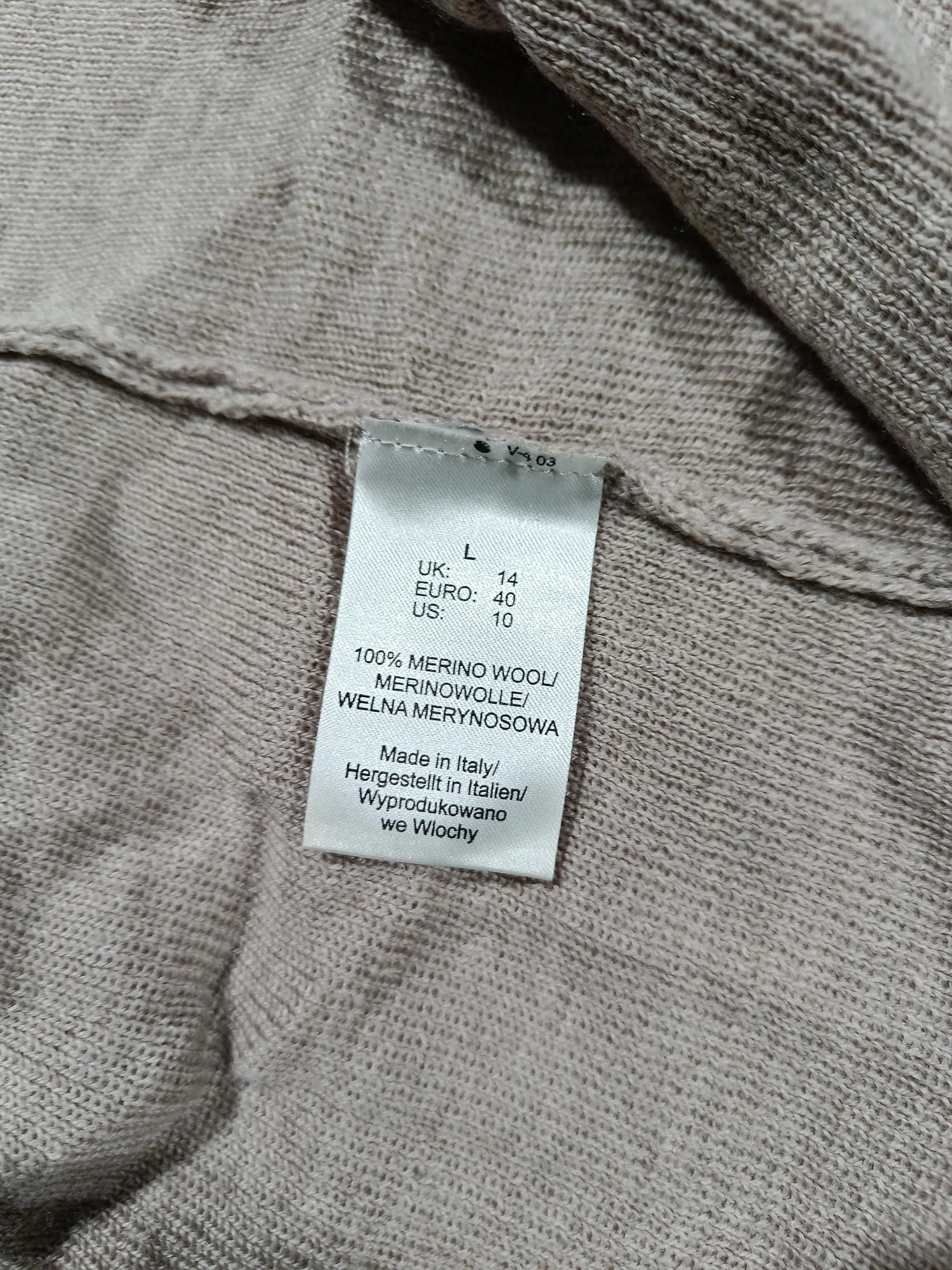 Brunella Gori Women's Cardigan L Tan 100% Wool V-Neck Cardigan - Image 6