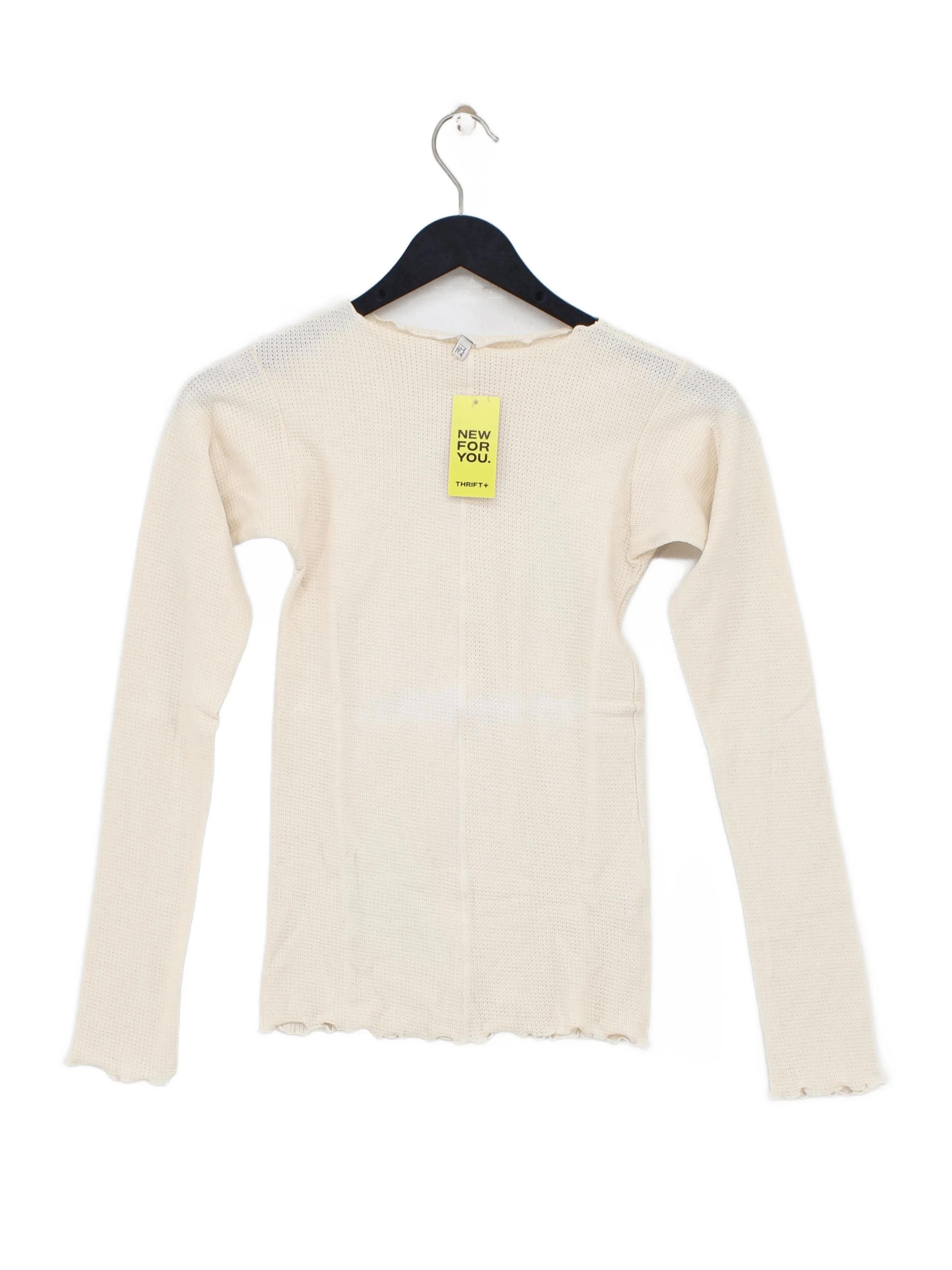 BSL Women's Top M Cream Cotton with Elastane Long Sleeve Round Neck Basic