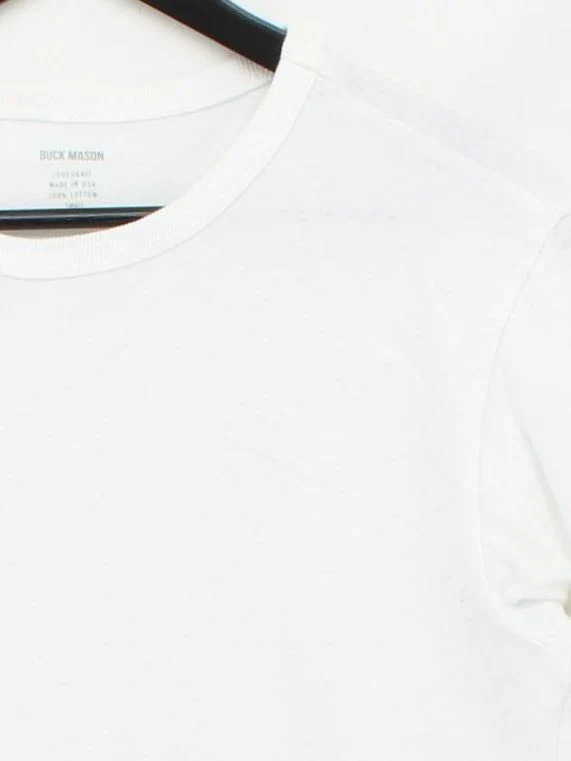 Buck Mason Men's T-Shirt S White 100% Cotton Basic - Image 3