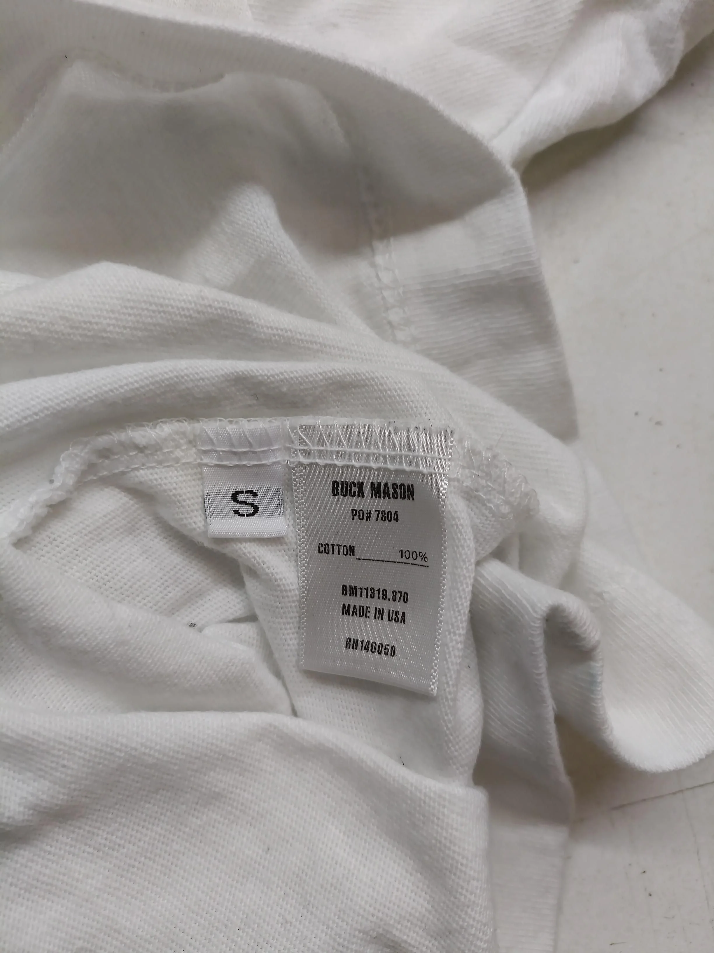 Buck Mason Men's T-Shirt S White 100% Cotton Basic - Image 6