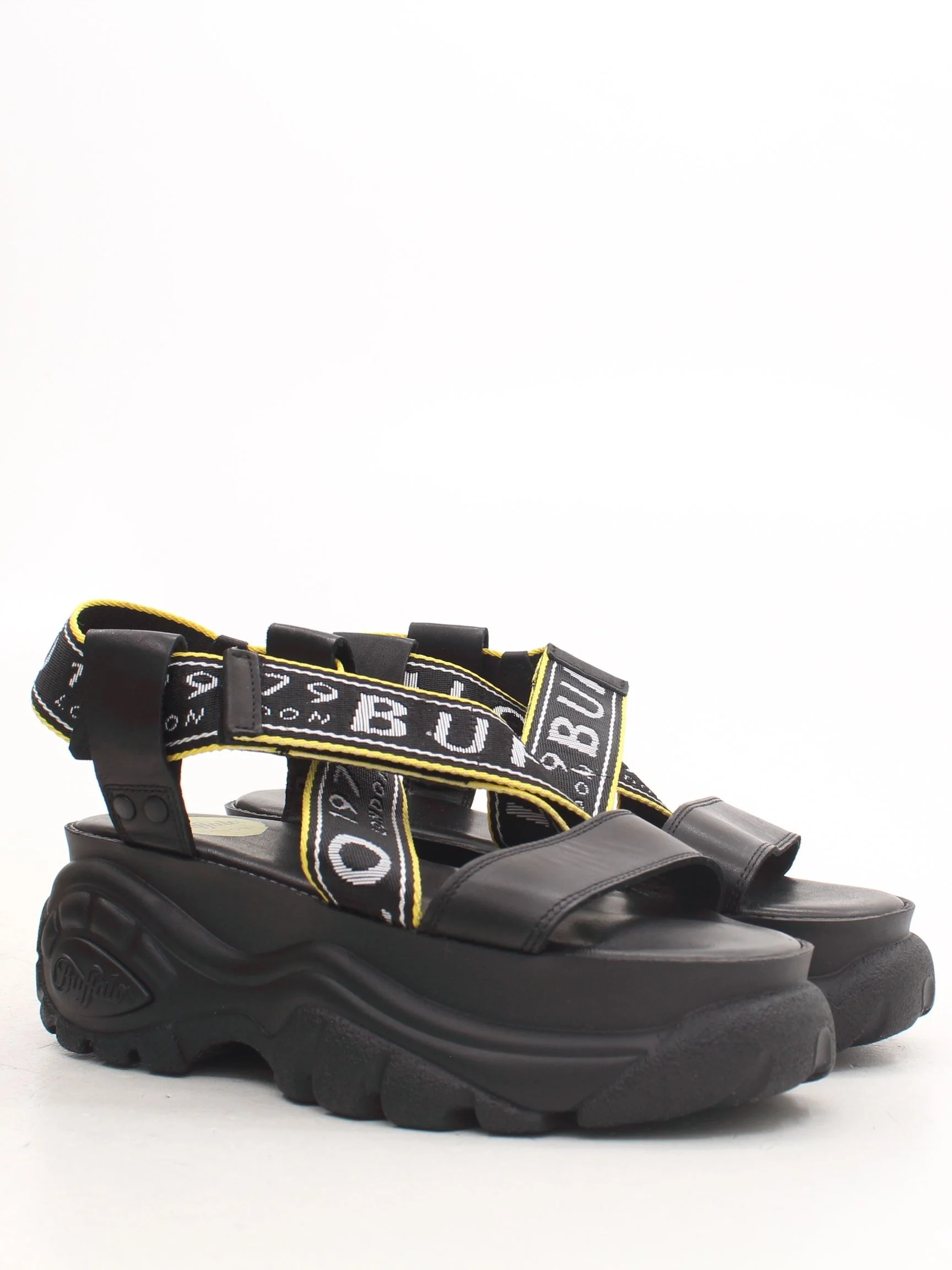 BUFFALO Women's Sandals UK 6 Black Leather with Other Flat New with tags - Image 4