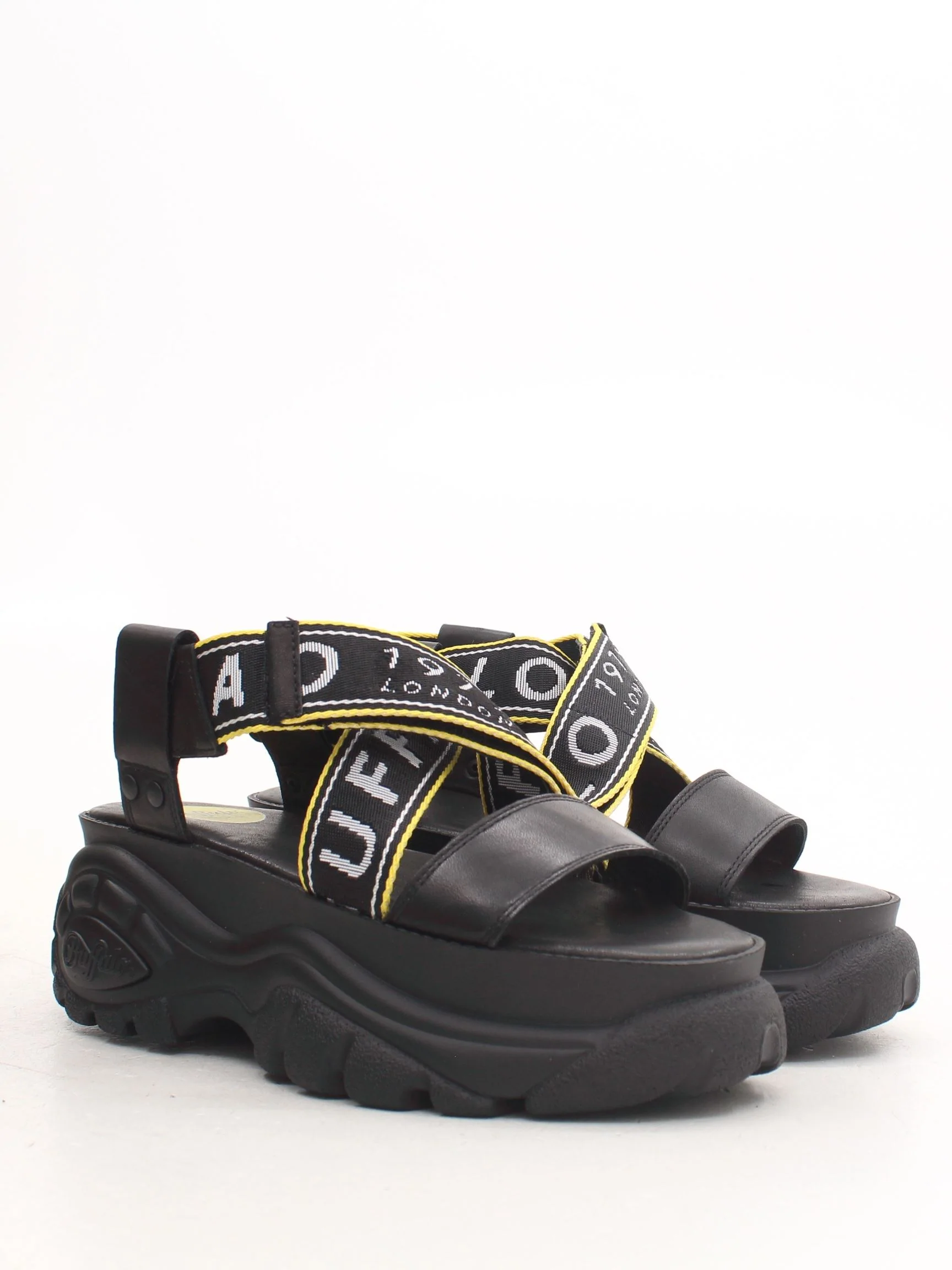 BUFFALO Women's Sandals UK 6 Black Leather with Other Flat New with tags - Image 4