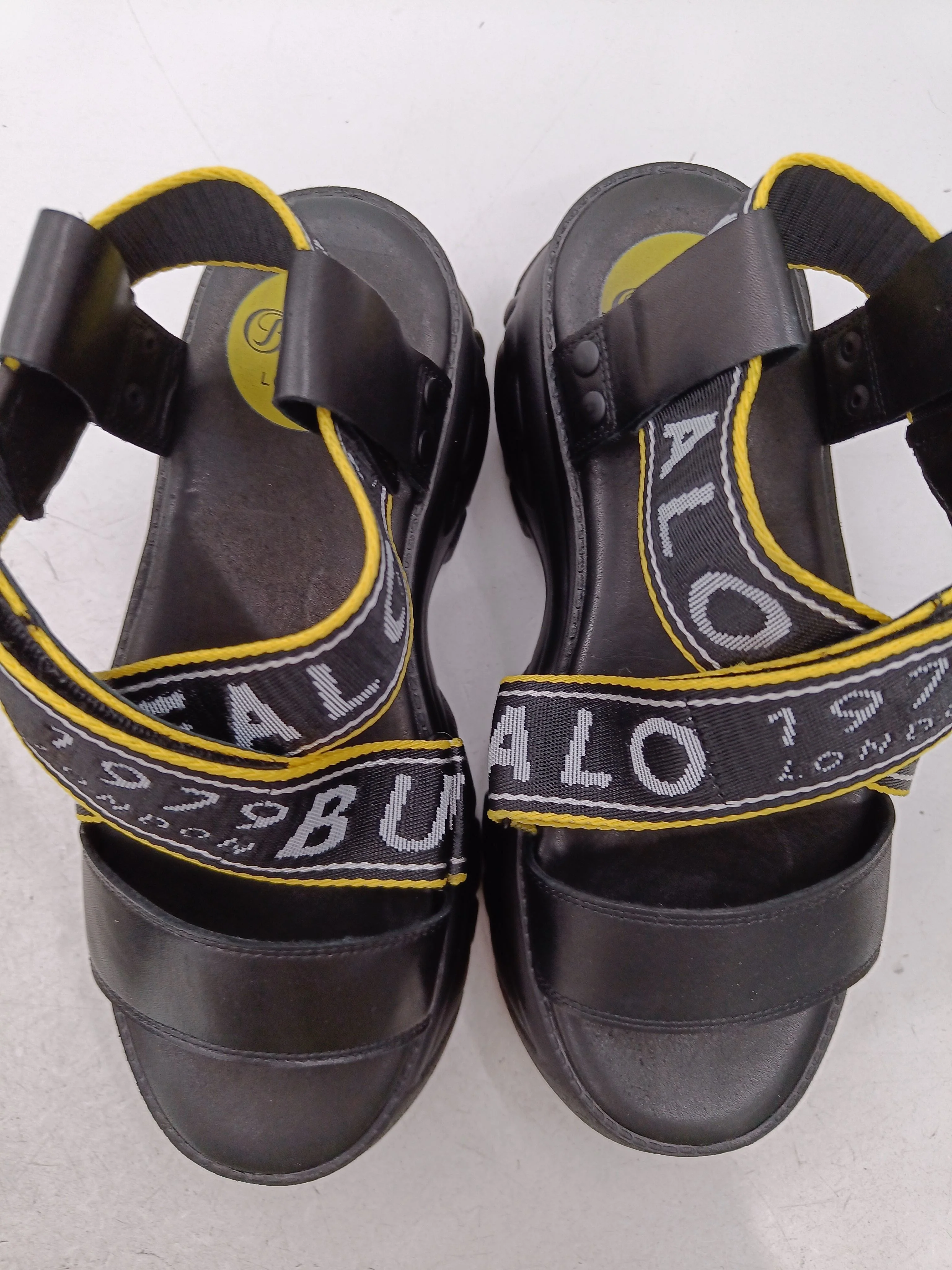 BUFFALO Women's Sandals UK 6 Black Leather with Other Flat New with tags - Image 6