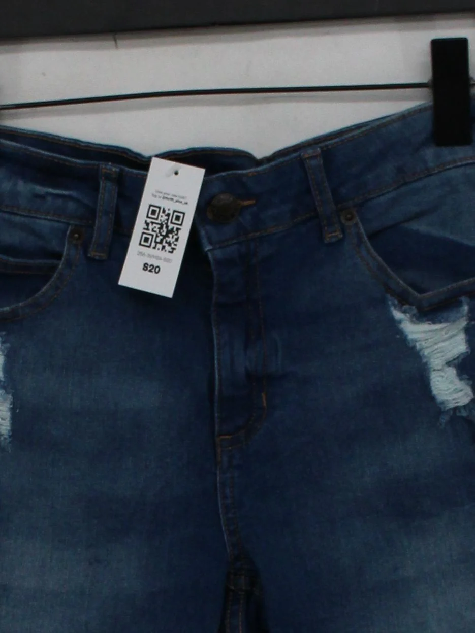 BUFFALO Women's Shorts S Blue Cotton with Elastane Cut-Off - Image 3