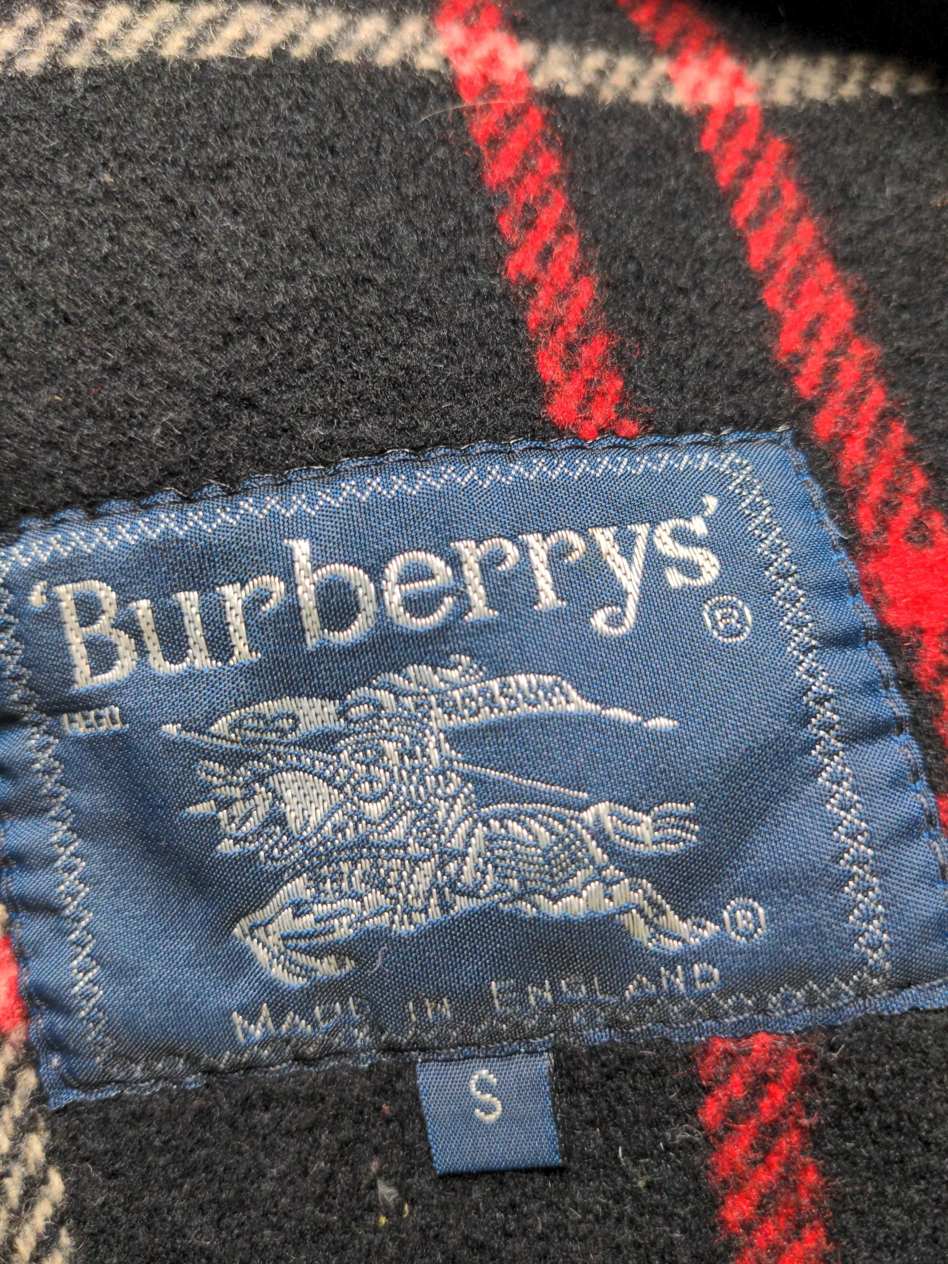 Burberry Men's Coat S Black Checkered Wool with Polyester Overcoat - Image 7