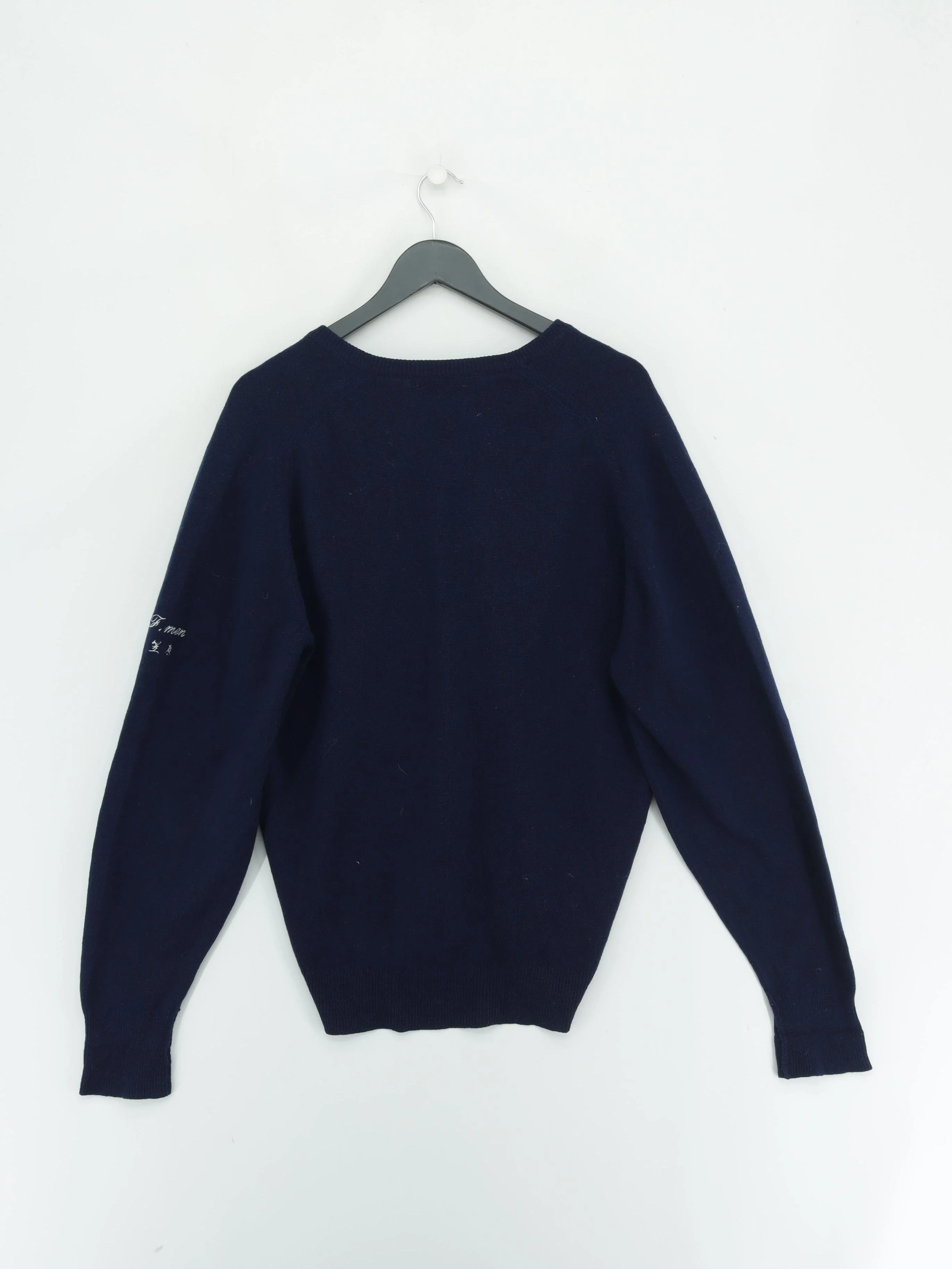 Burberry Men's Jumper Chest: 40 in Blue 100% Wool V-Neck Pullover - Image 2