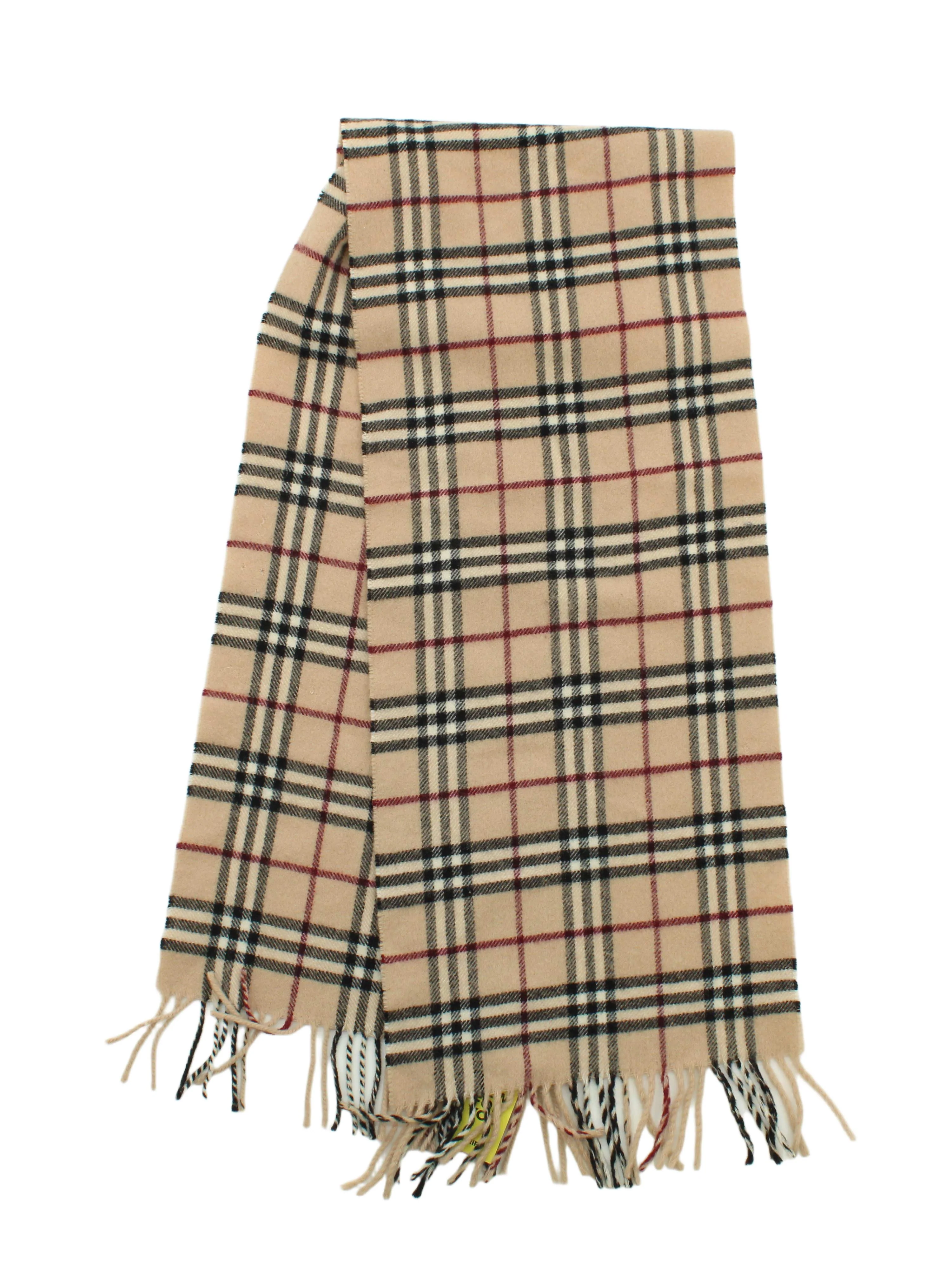 Burberry Men's Scarf Cream Checkered 100% Wool Scarf