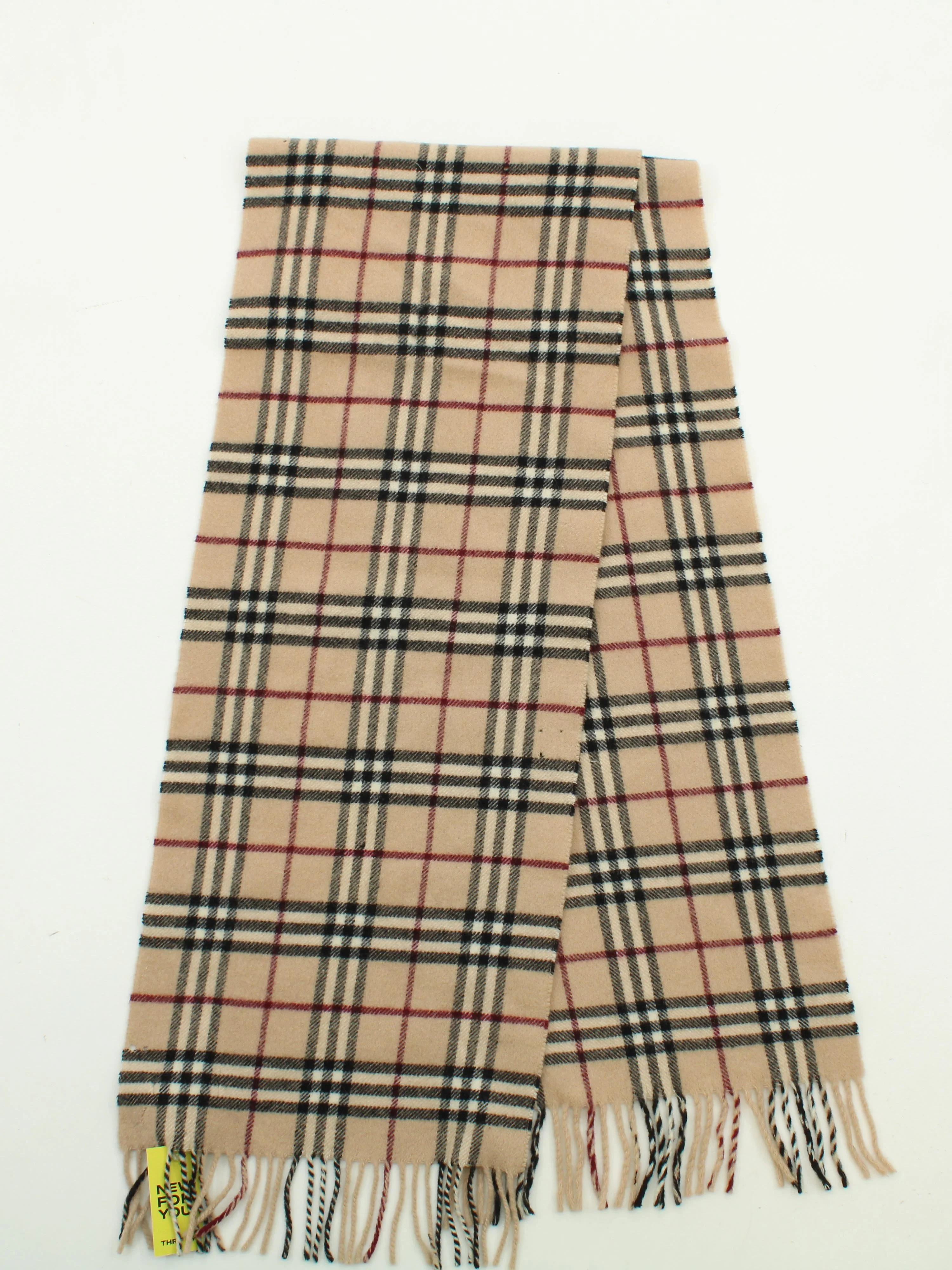 Burberry Men's Scarf Cream Checkered 100% Wool Scarf - Image 2