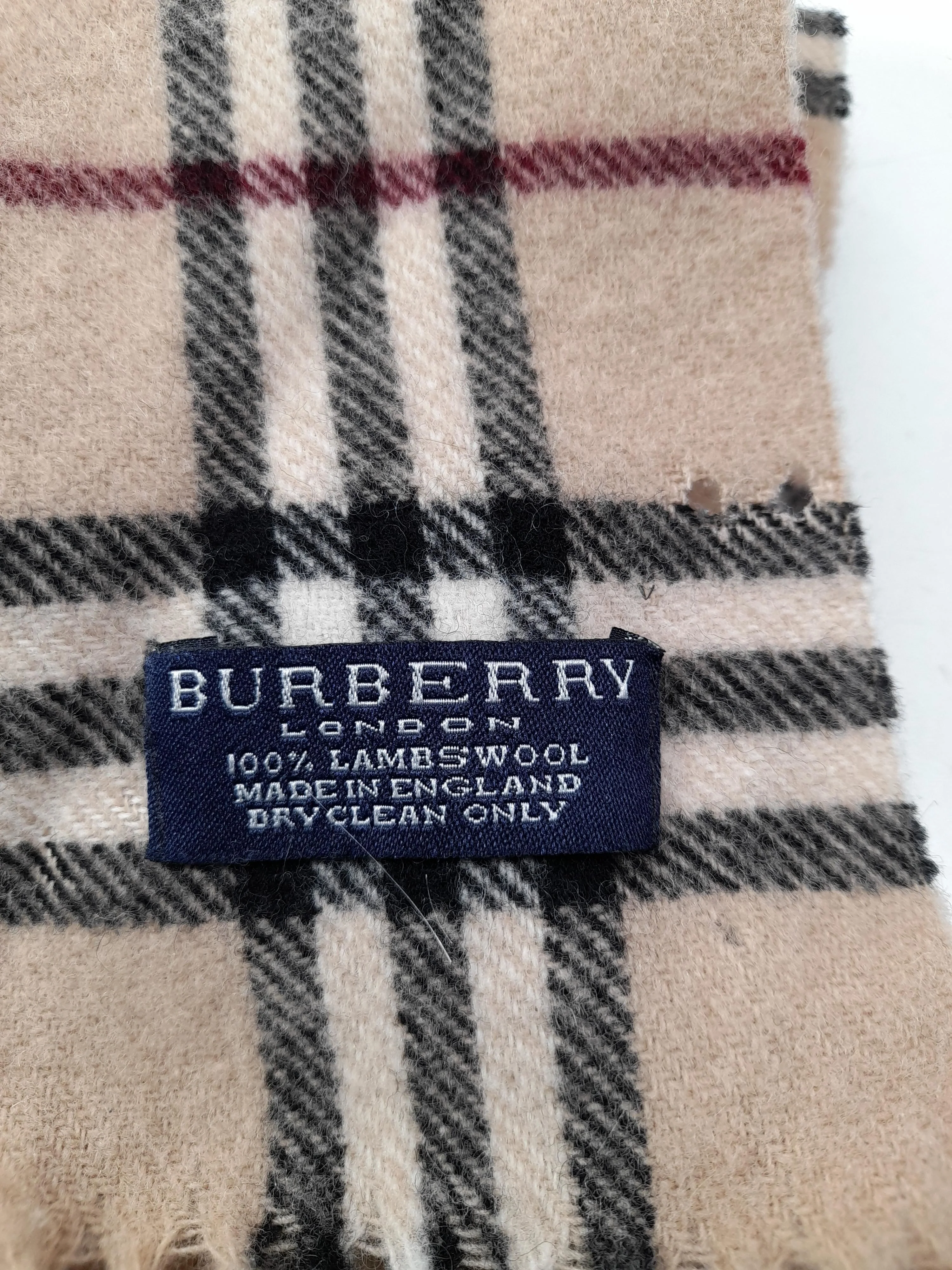 Burberry Men's Scarf Cream Checkered 100% Wool Scarf - Image 7