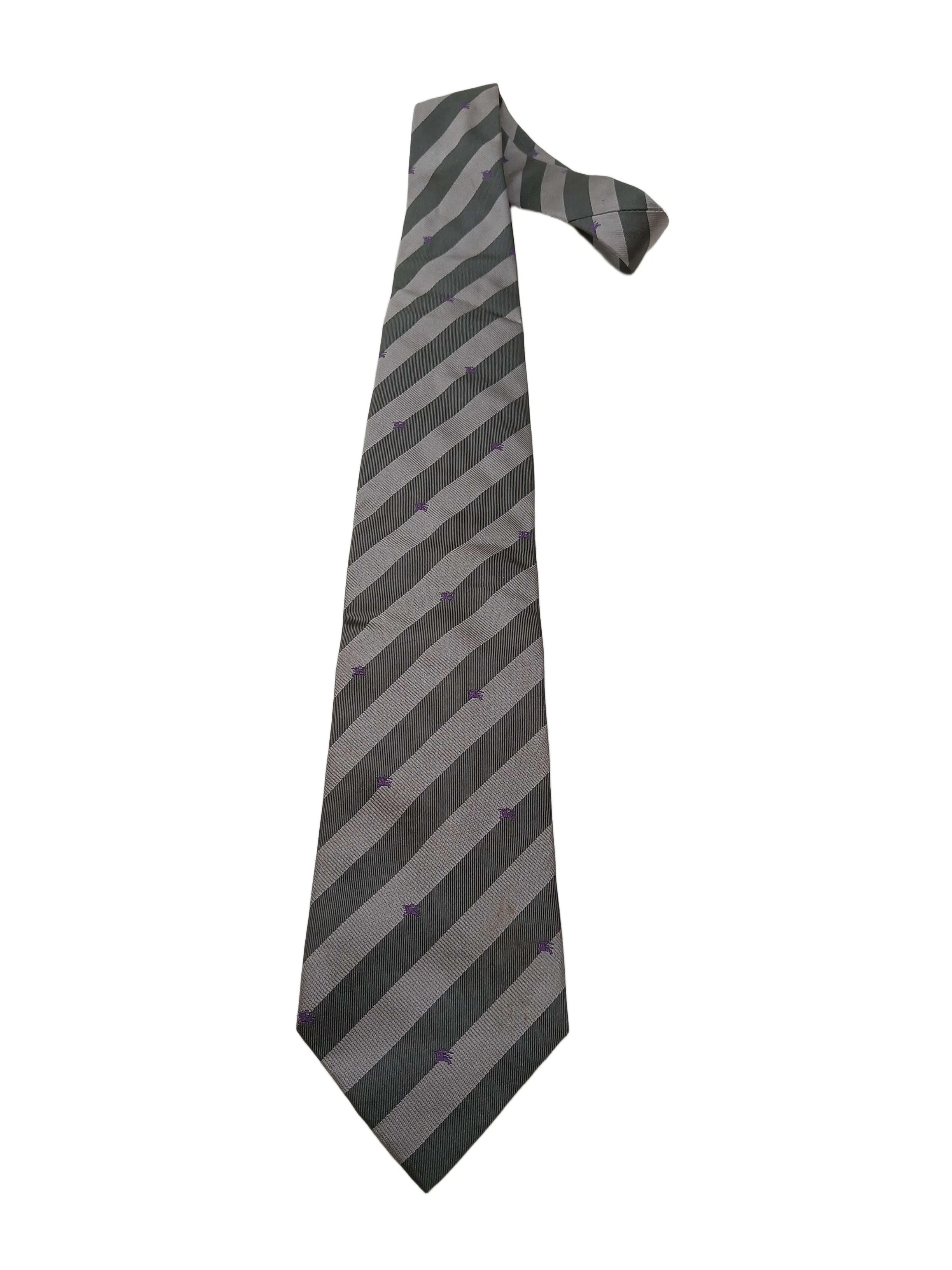 Burberry Men's Tie Grey 100% Silk
