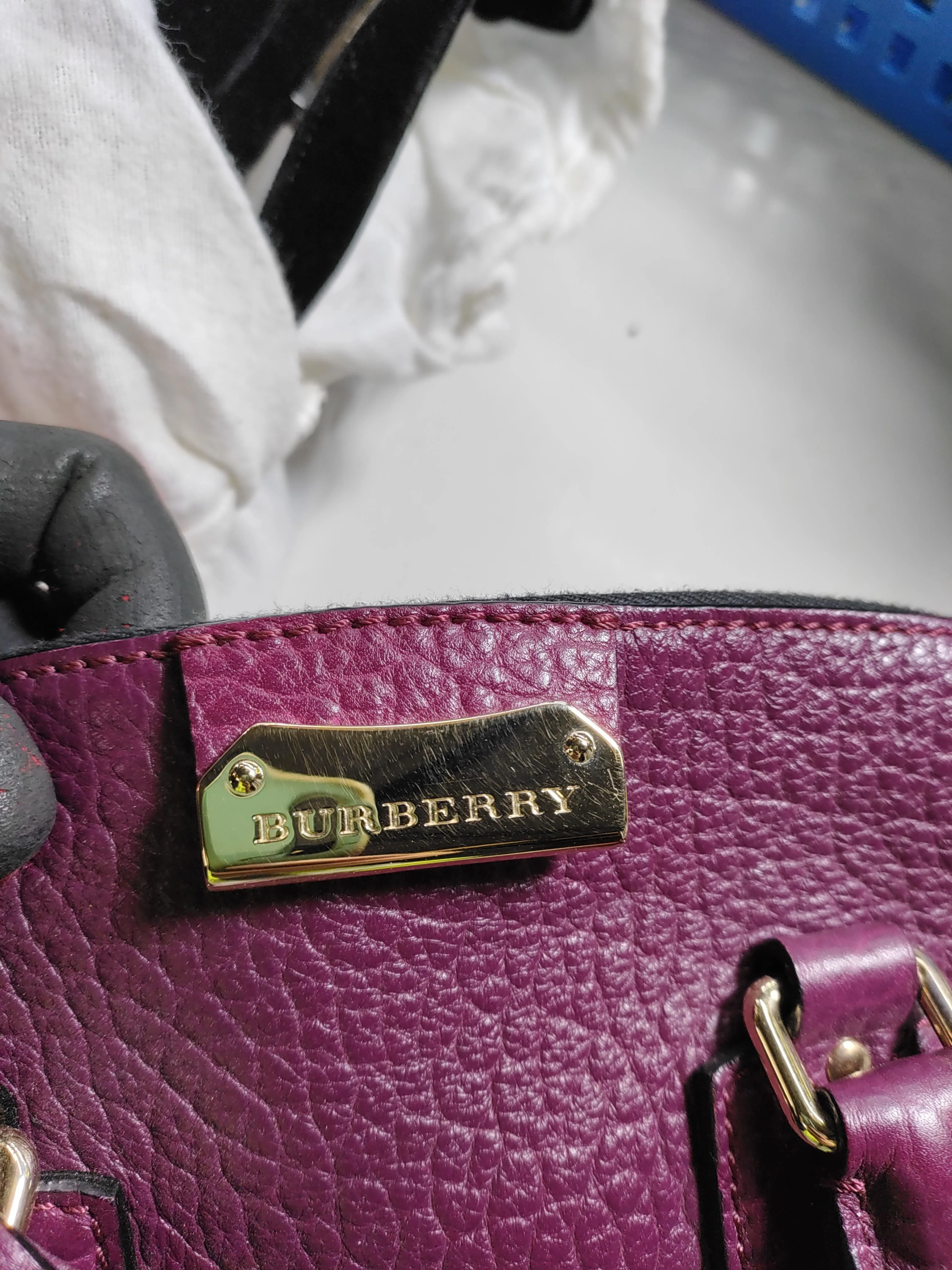 Burberry Women's Bag Purple 100% Leather Shoulder Bag - Image 6