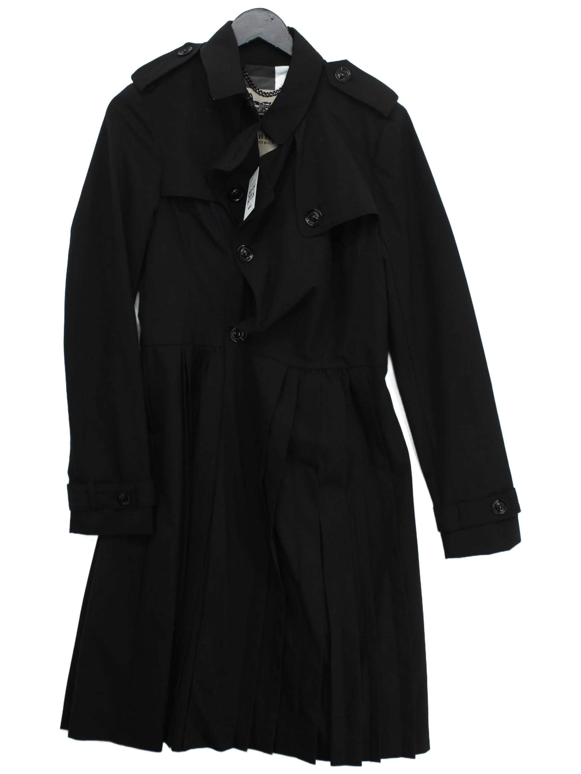 Burberry Women's Coat UK 4 Black Viscose with Elastane Trench Coat