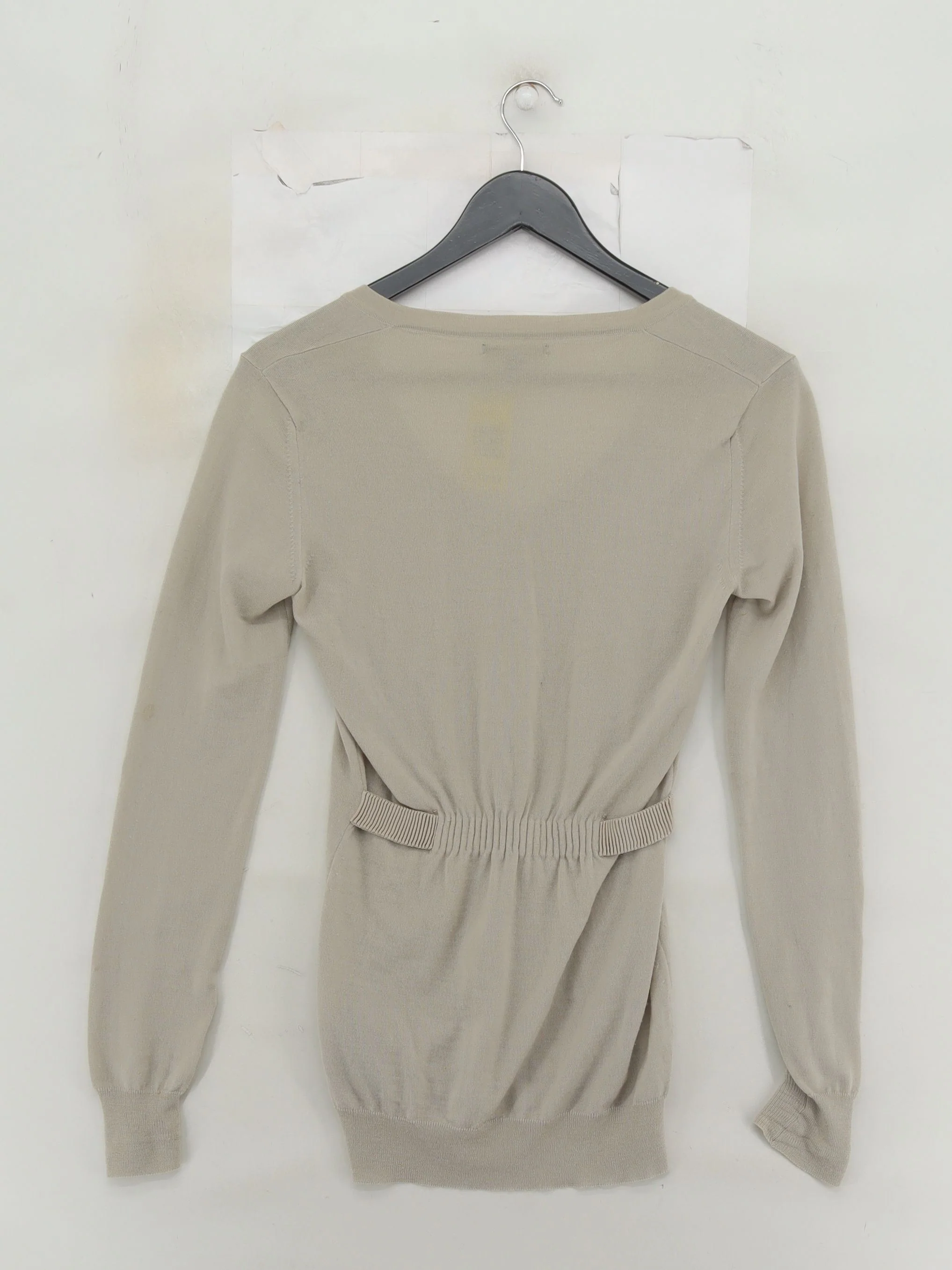 Burberry Women's Top S Cream 100% Wool Long Sleeve V-Neck Basic - Image 2