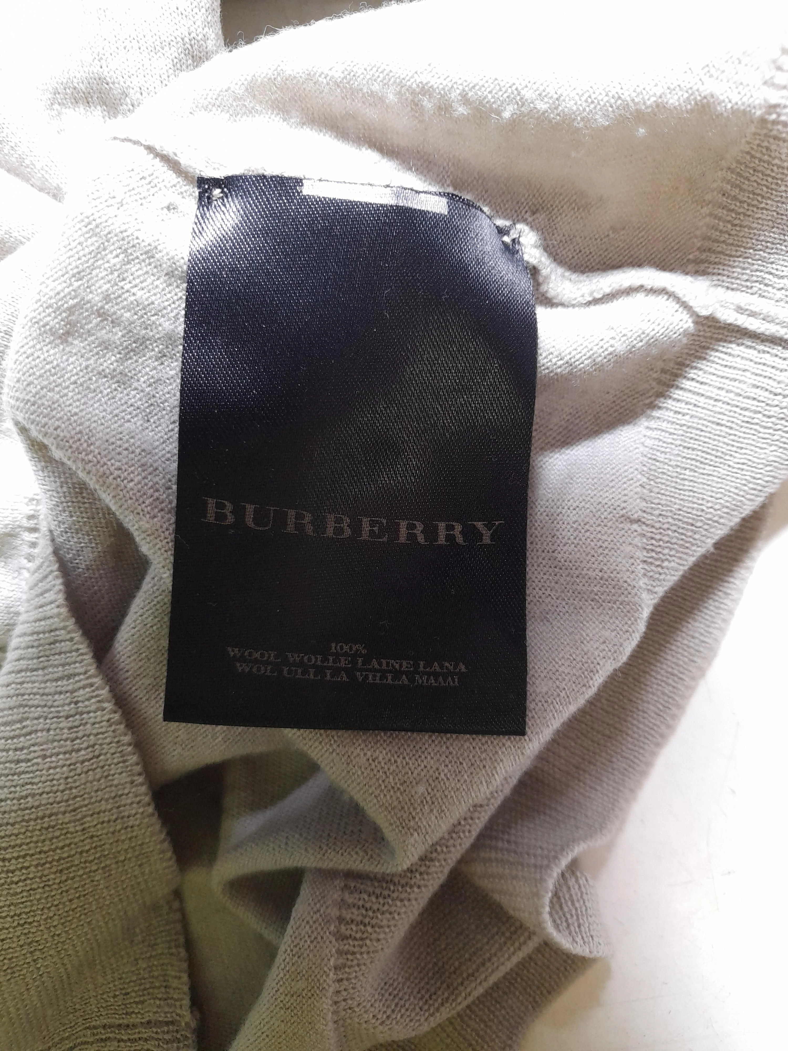 Burberry Women's Top S Cream 100% Wool Long Sleeve V-Neck Basic - Image 8