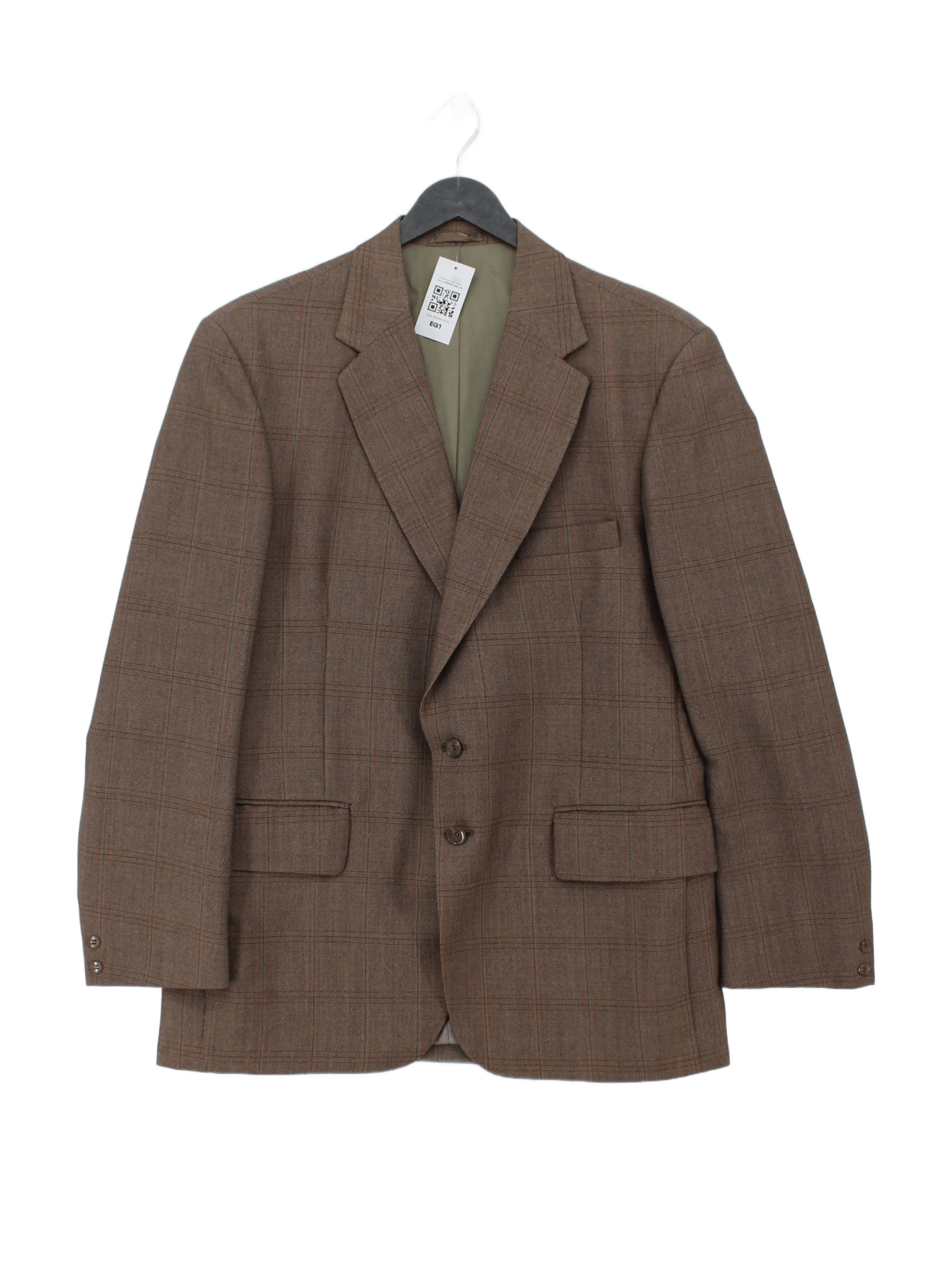 Burton Men's Blazer L Brown Checkered 100% Wool Overcoat