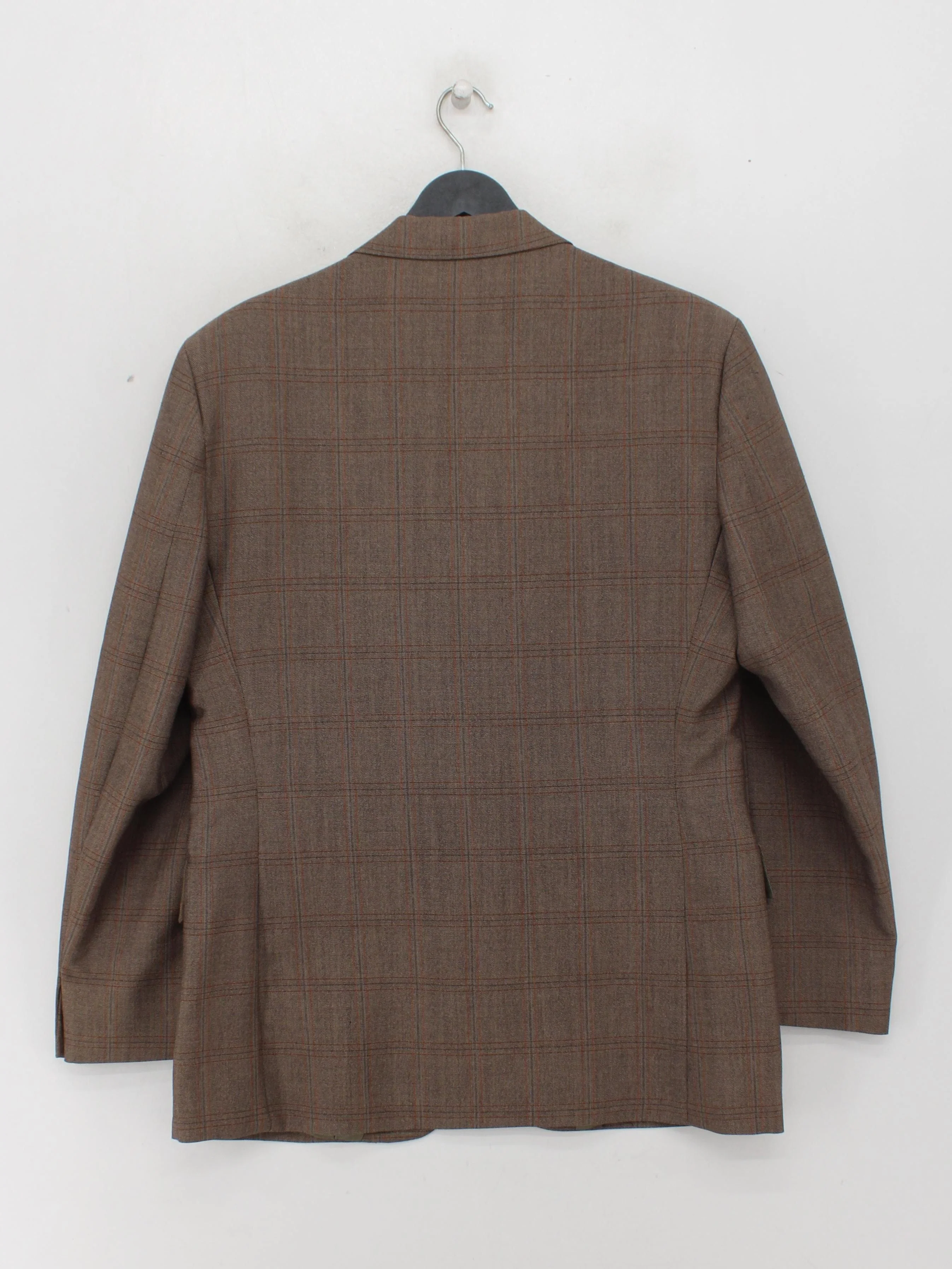 Burton Men's Blazer L Brown Checkered 100% Wool Overcoat - Image 2