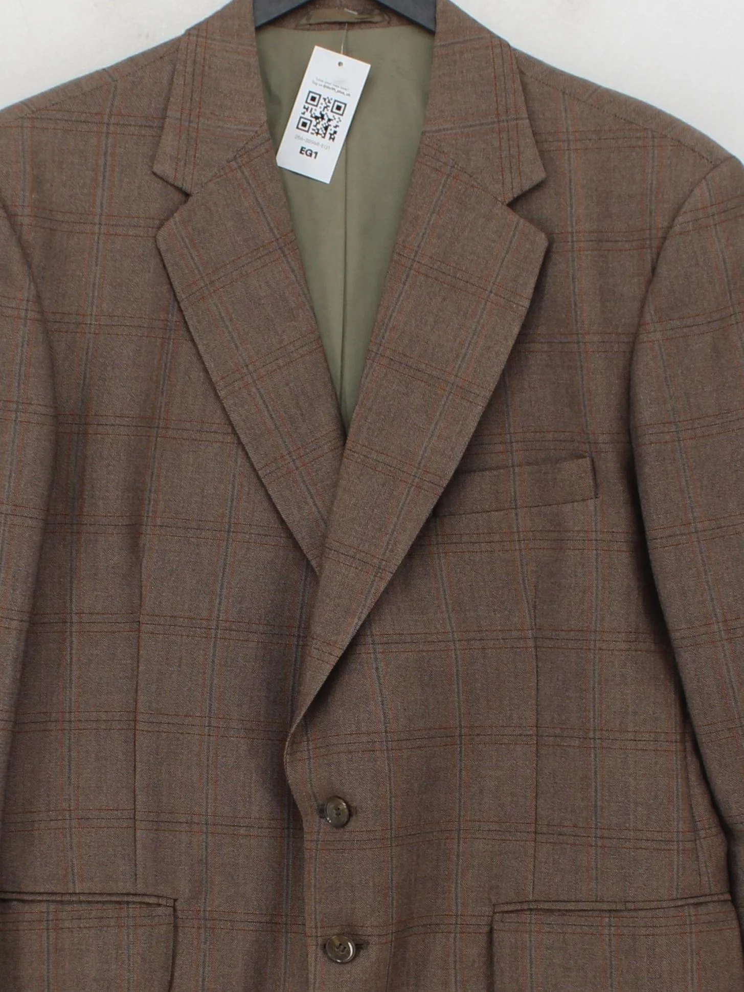 Burton Men's Blazer L Brown Checkered 100% Wool Overcoat - Image 3