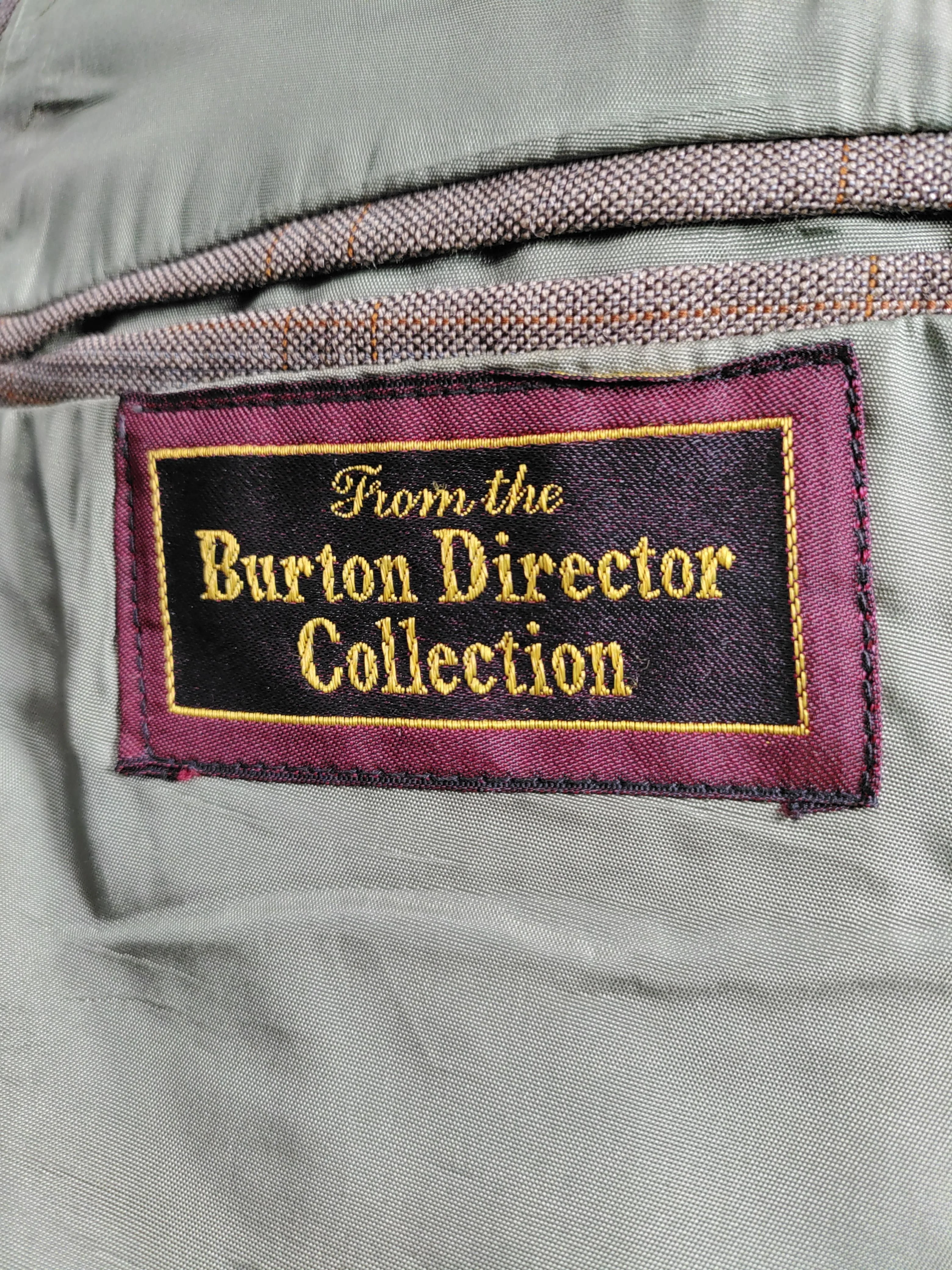 Burton Men's Blazer L Brown Checkered 100% Wool Overcoat - Image 5