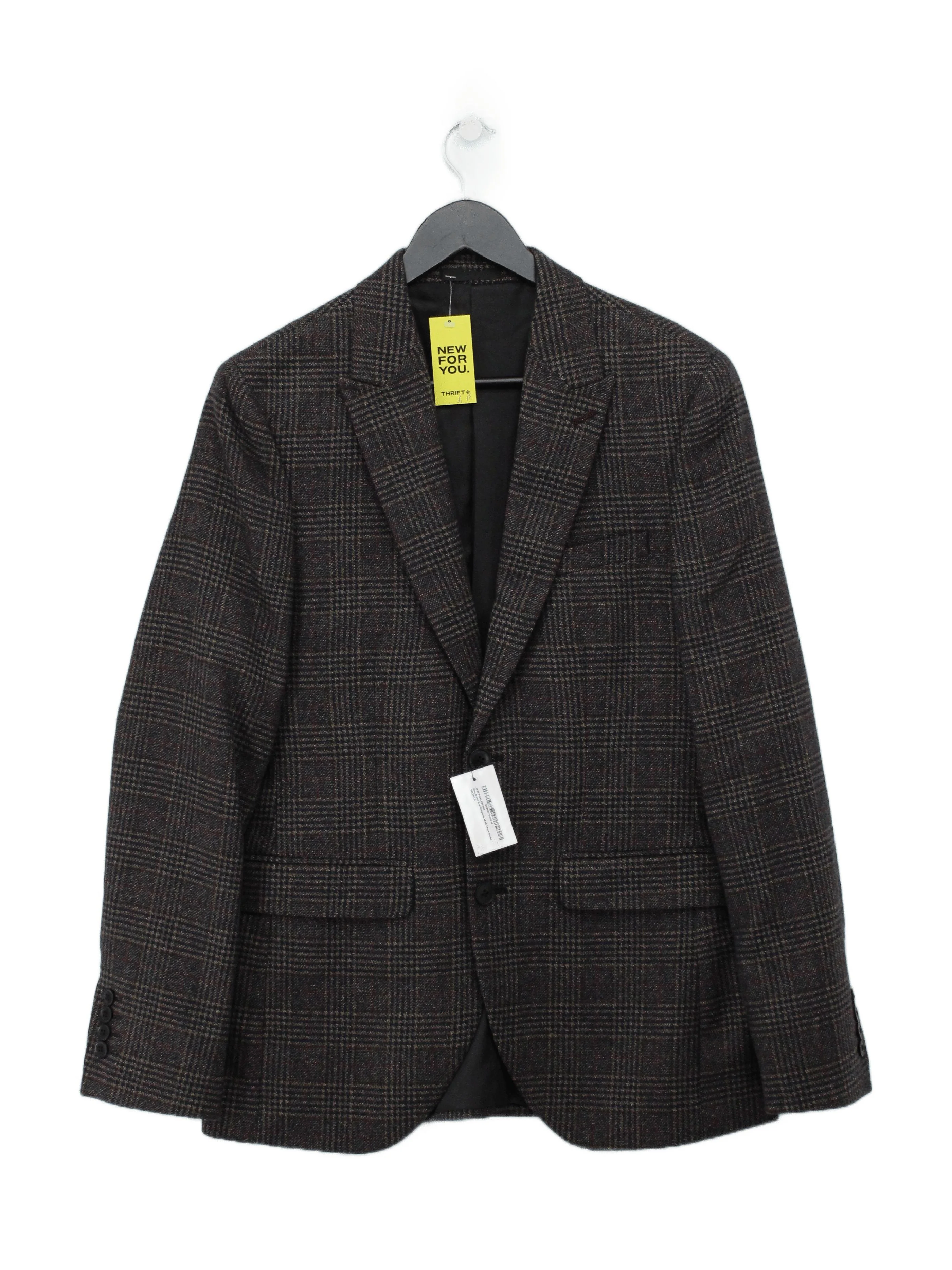 Burton Men's Blazer S Brown Checkered Polyester with Wool, Nylon Overcoat