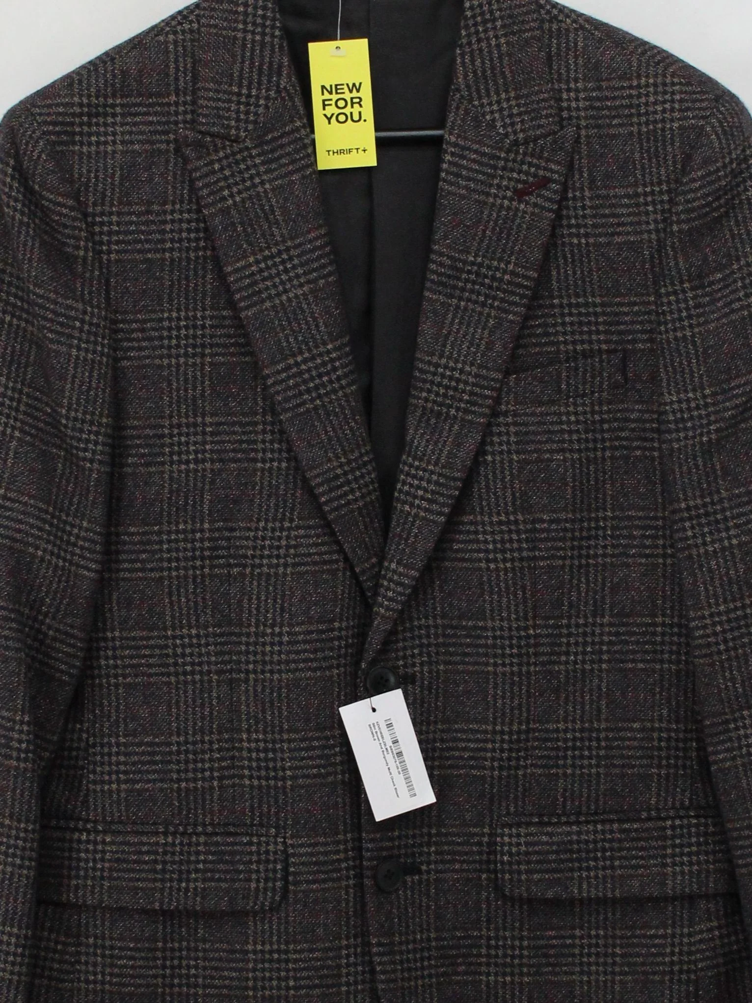 Burton Men's Blazer S Brown Checkered Polyester with Wool, Nylon Overcoat - Image 3