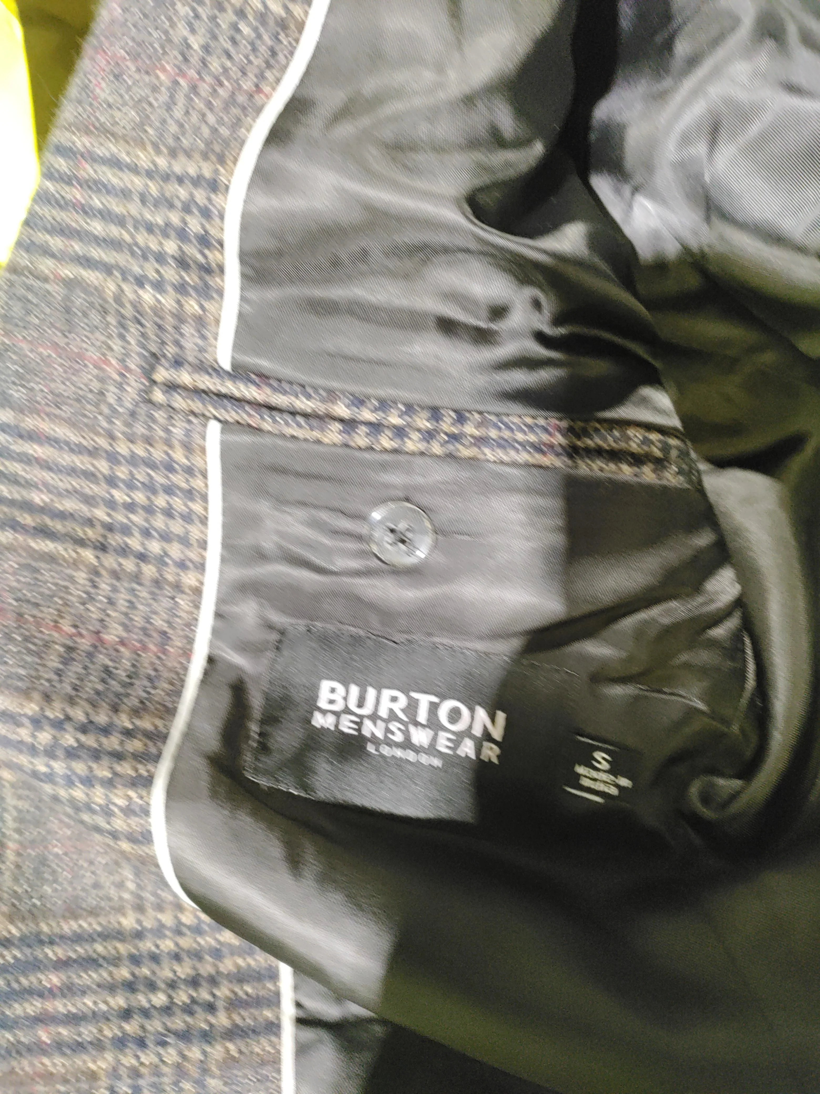 Burton Men's Blazer S Brown Checkered Polyester with Wool, Nylon Overcoat - Image 5