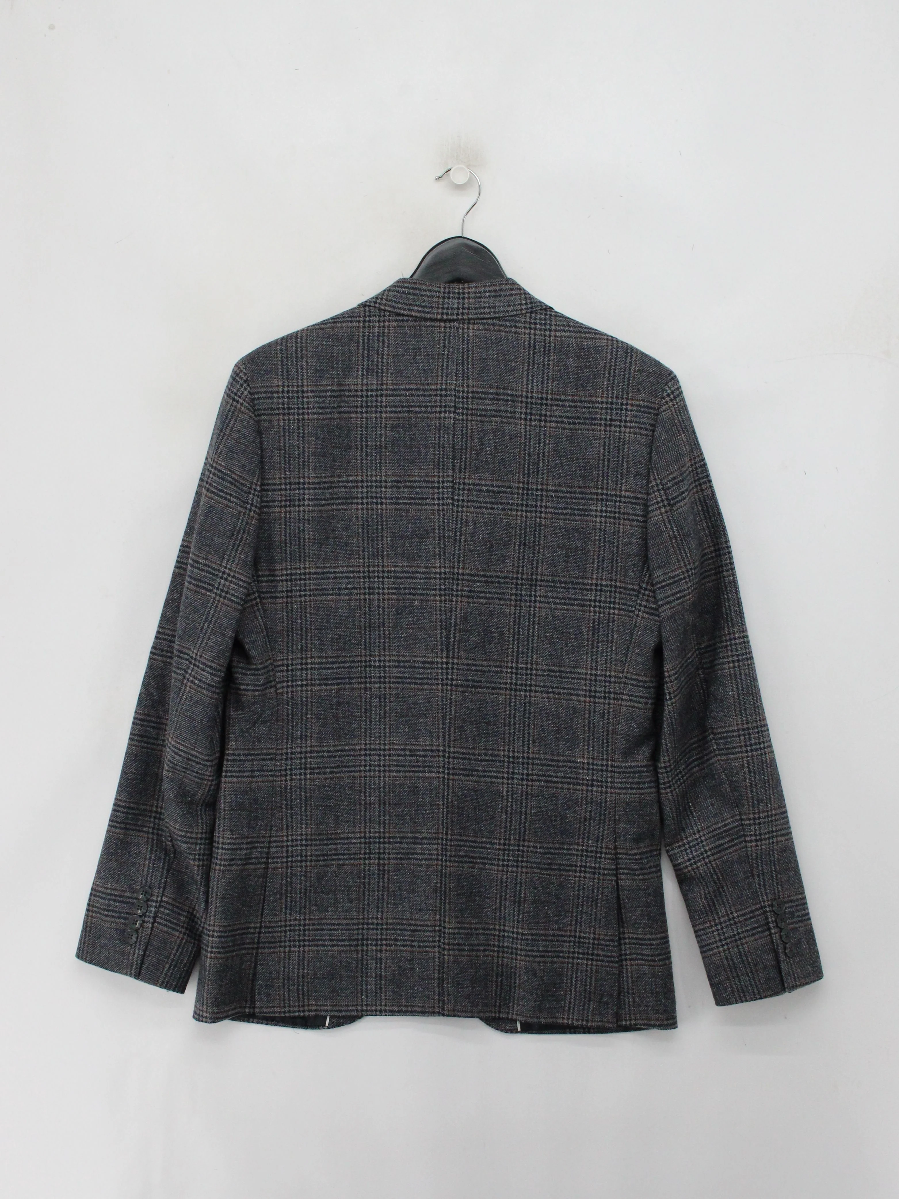 Burton Men's Blazer S Grey Checkered Polyester with Wool, Viscose Overcoat - Image 2