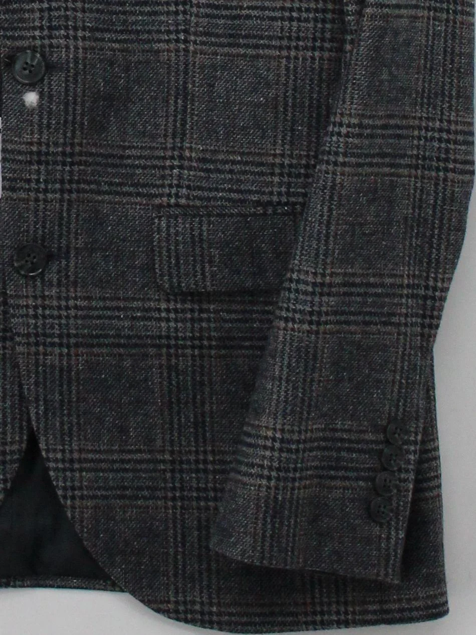Burton Men's Blazer S Grey Checkered Polyester with Wool, Viscose Overcoat - Image 4