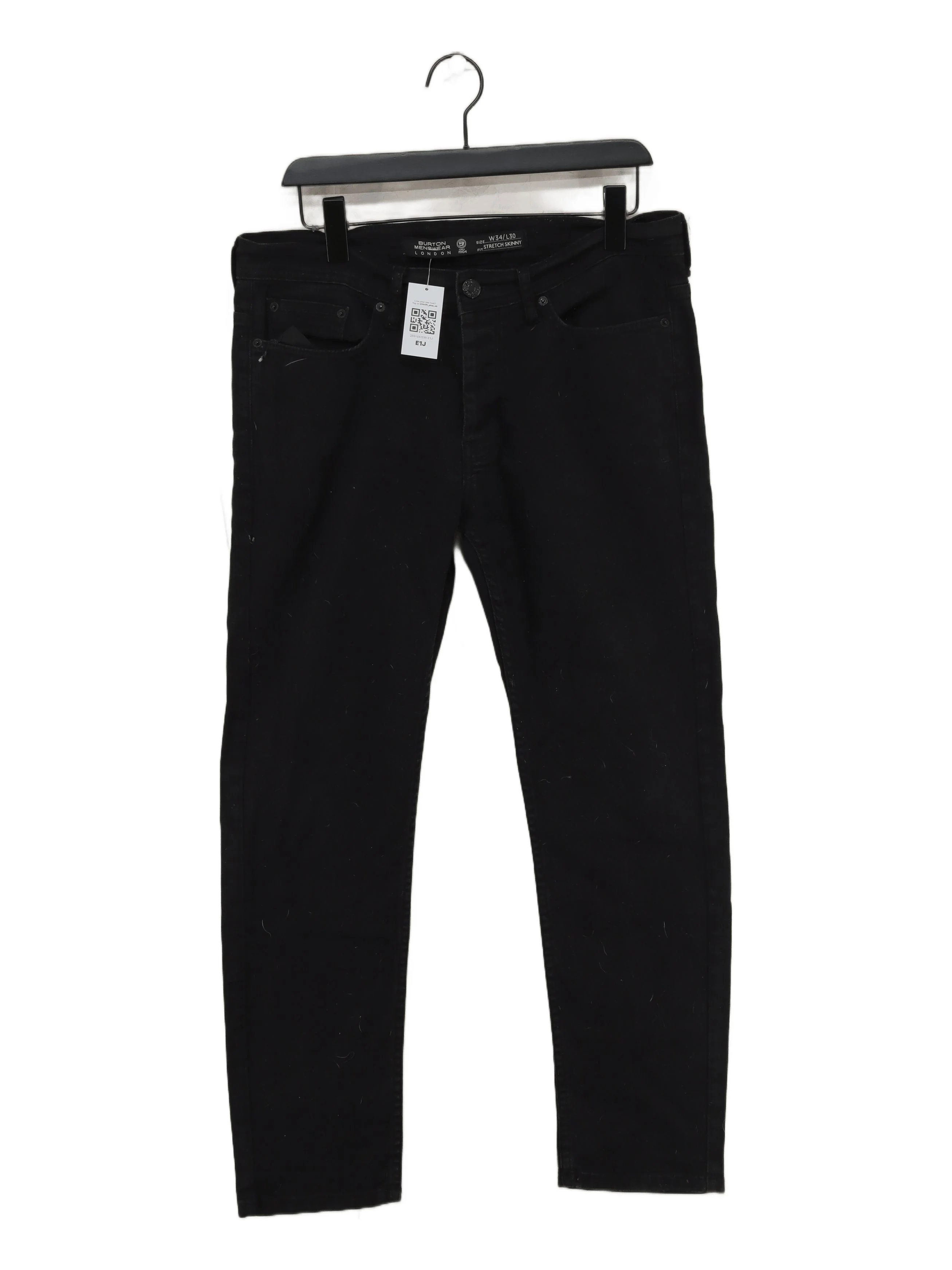 Burton Men's Jeans W 32 in; L 32 in Black Cotton with Elastane, Polyester Skinny
