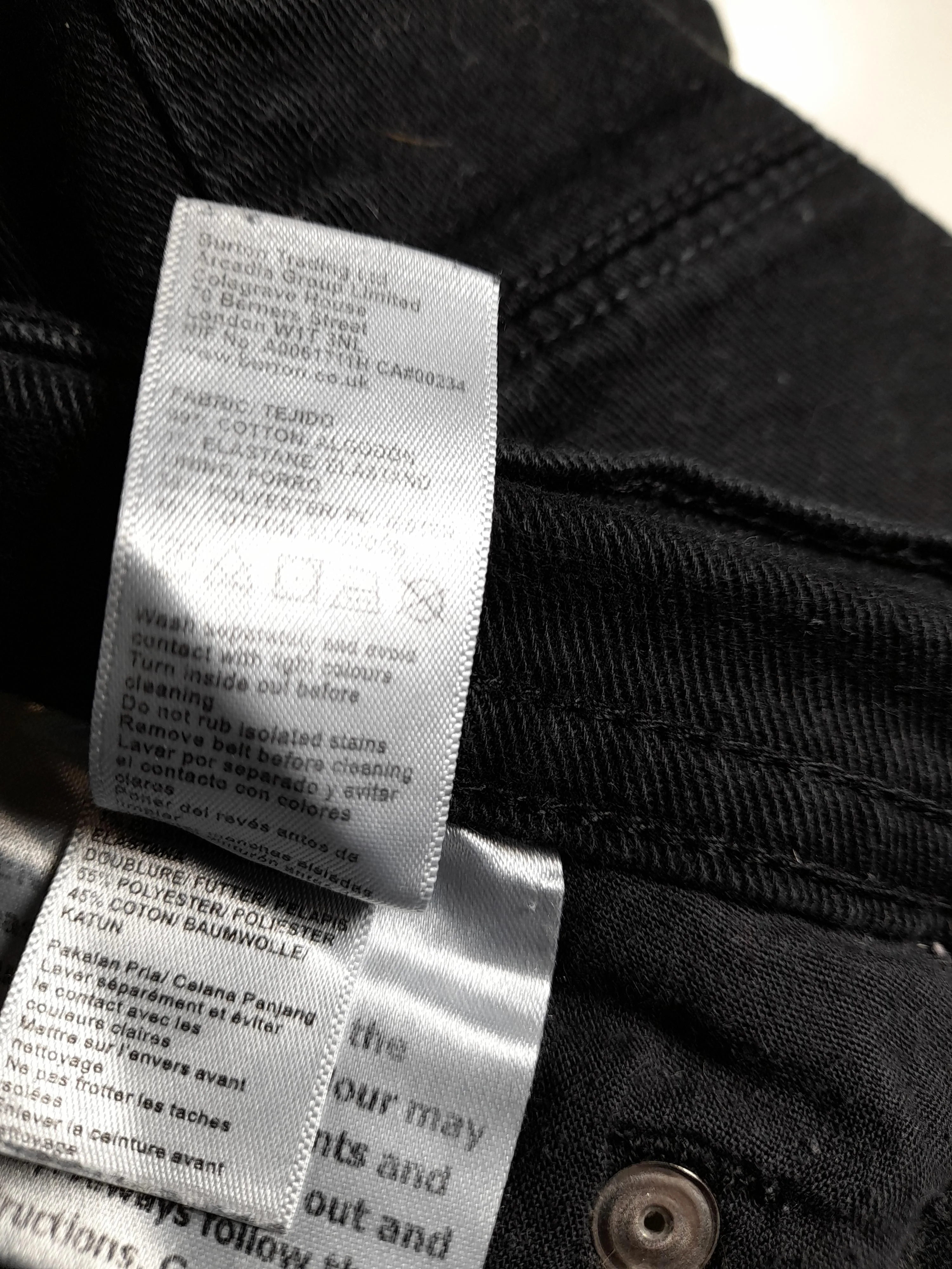 Burton Men's Jeans W 32 in; L 32 in Black Cotton with Elastane, Polyester Skinny - Image 7