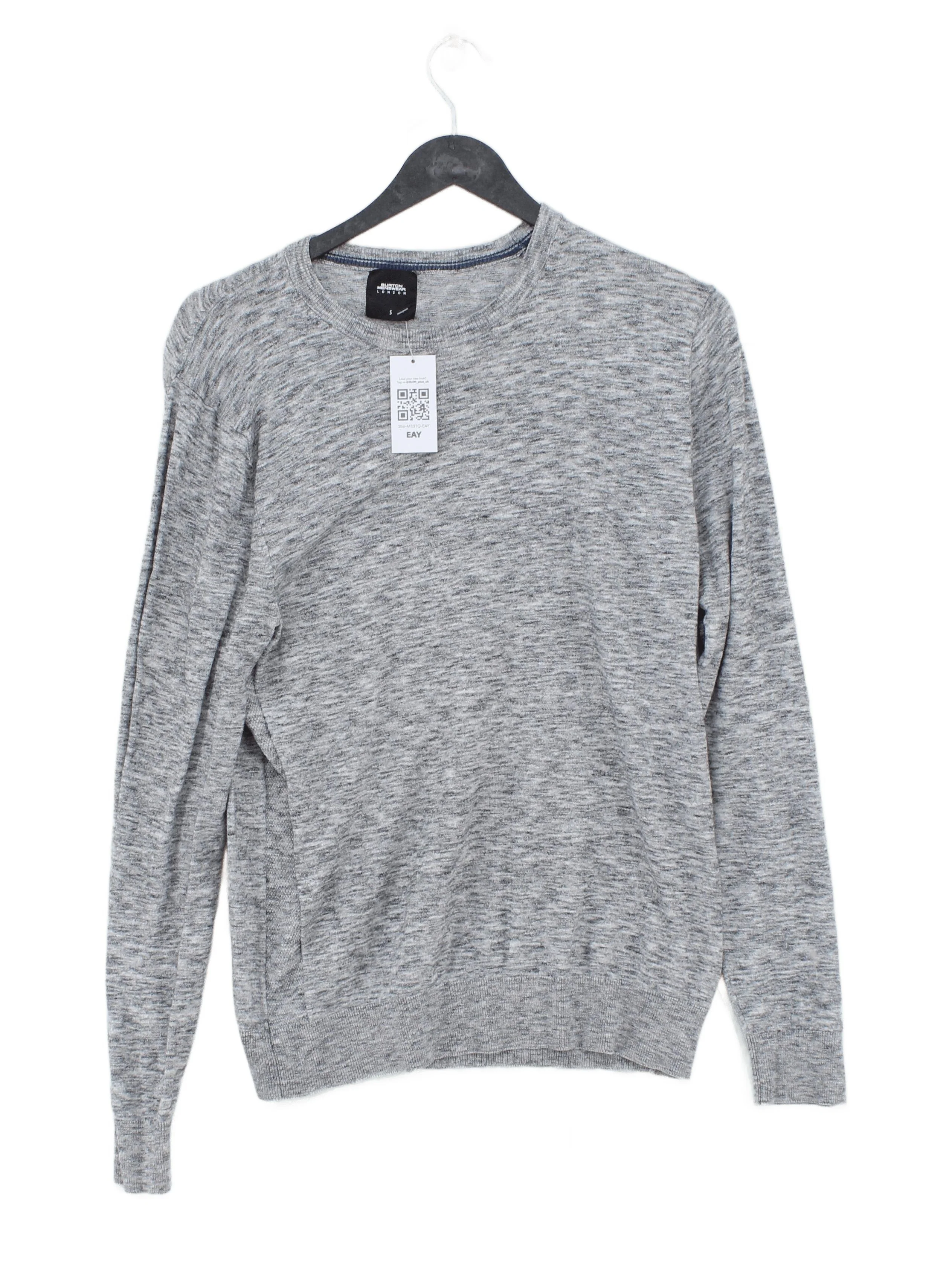 Burton Men's Jumper S Grey Cotton with Nylon Round Neck Pullover