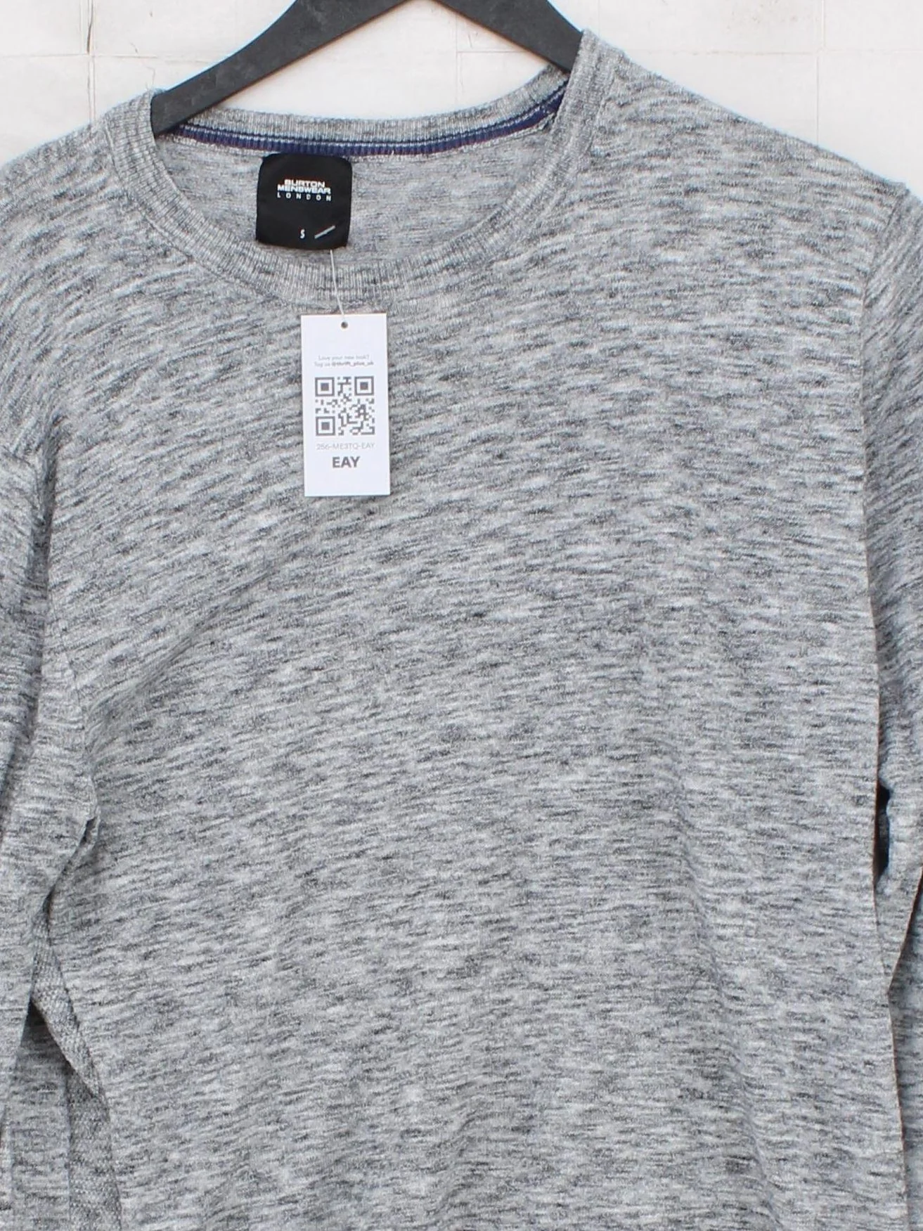 Burton Men's Jumper S Grey Cotton with Nylon Round Neck Pullover - Image 3