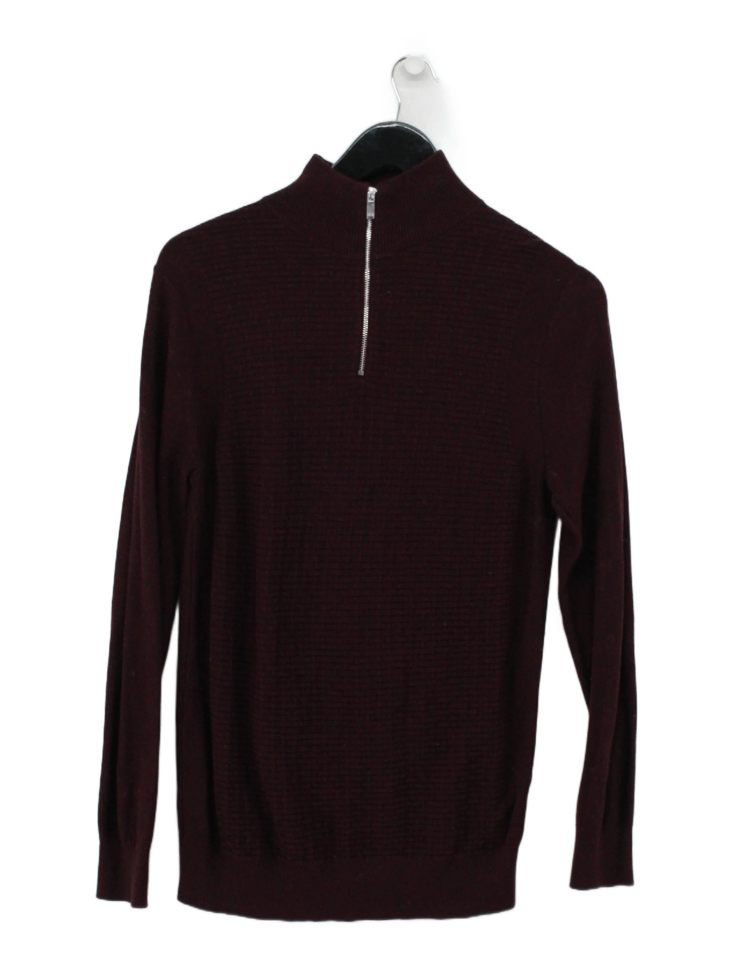 Burton Men's Jumper S Red Cotton with Polyester Mock Neck Pullover