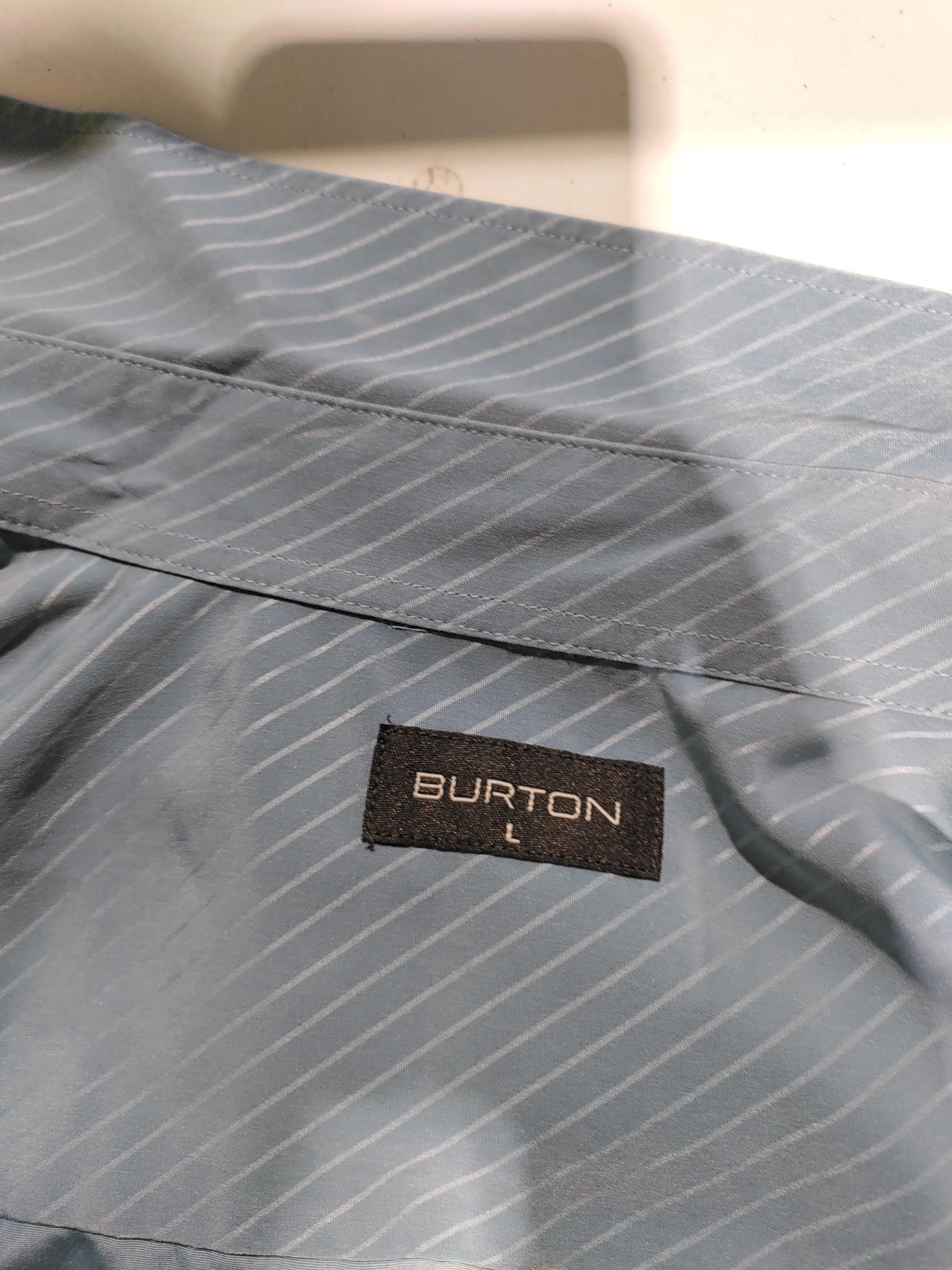 Burton Men's Shirt L Blue Striped 100% Polyester Basic - Image 5