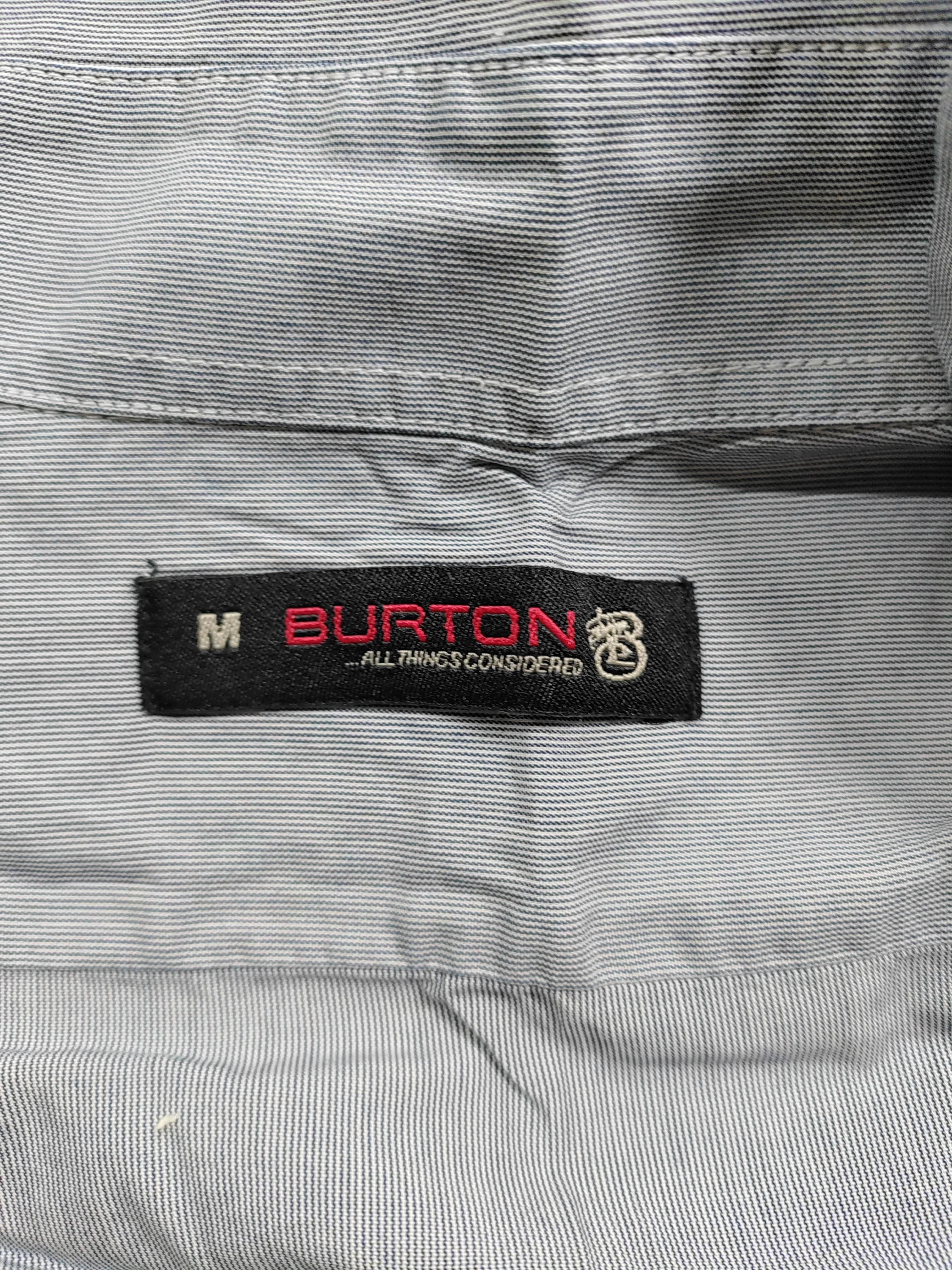 Burton Men's Shirt M Grey Striped 100% Cotton Basic - Image 5