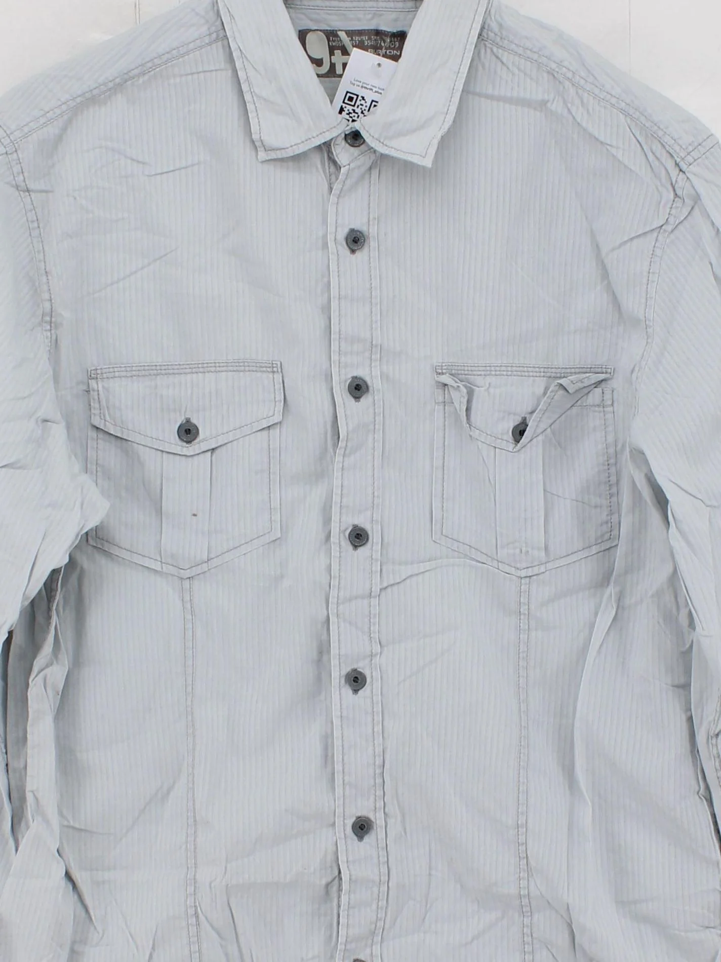 Burton Men's Shirt M Grey Striped 100% Cotton Basic - Image 3