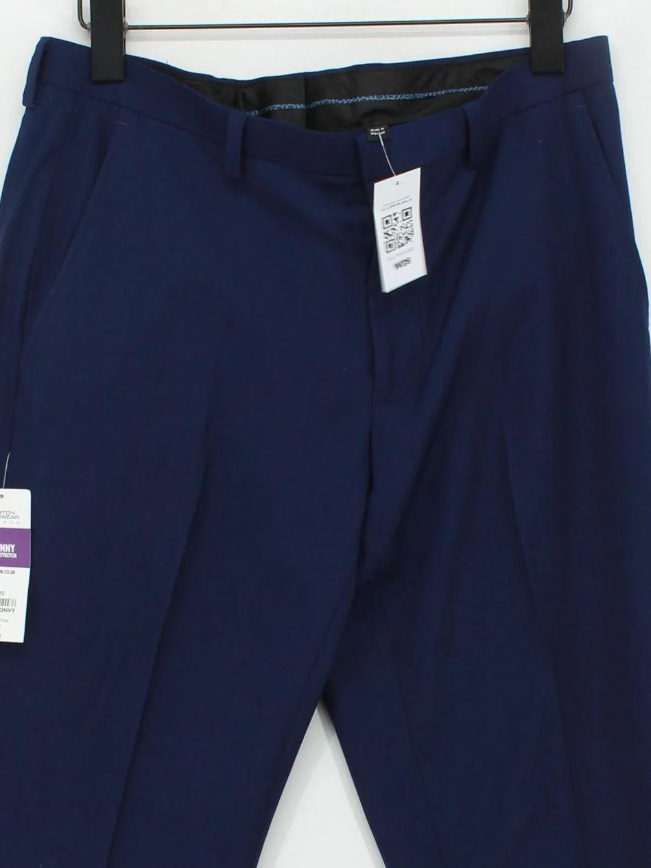 Burton Men's Suit Trousers W 32 in Blue Polyester - Image 3
