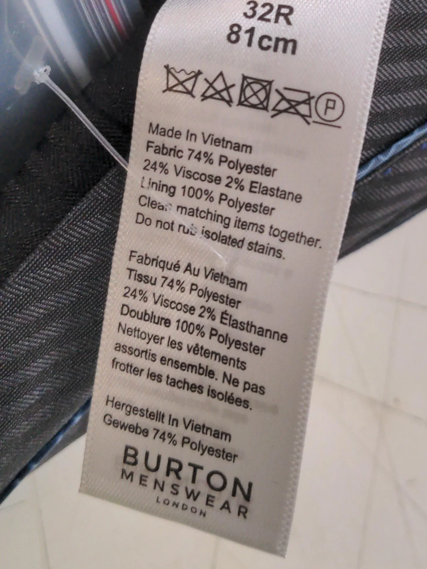 Burton Men's Suit Trousers W 32 in Blue Polyester - Image 6