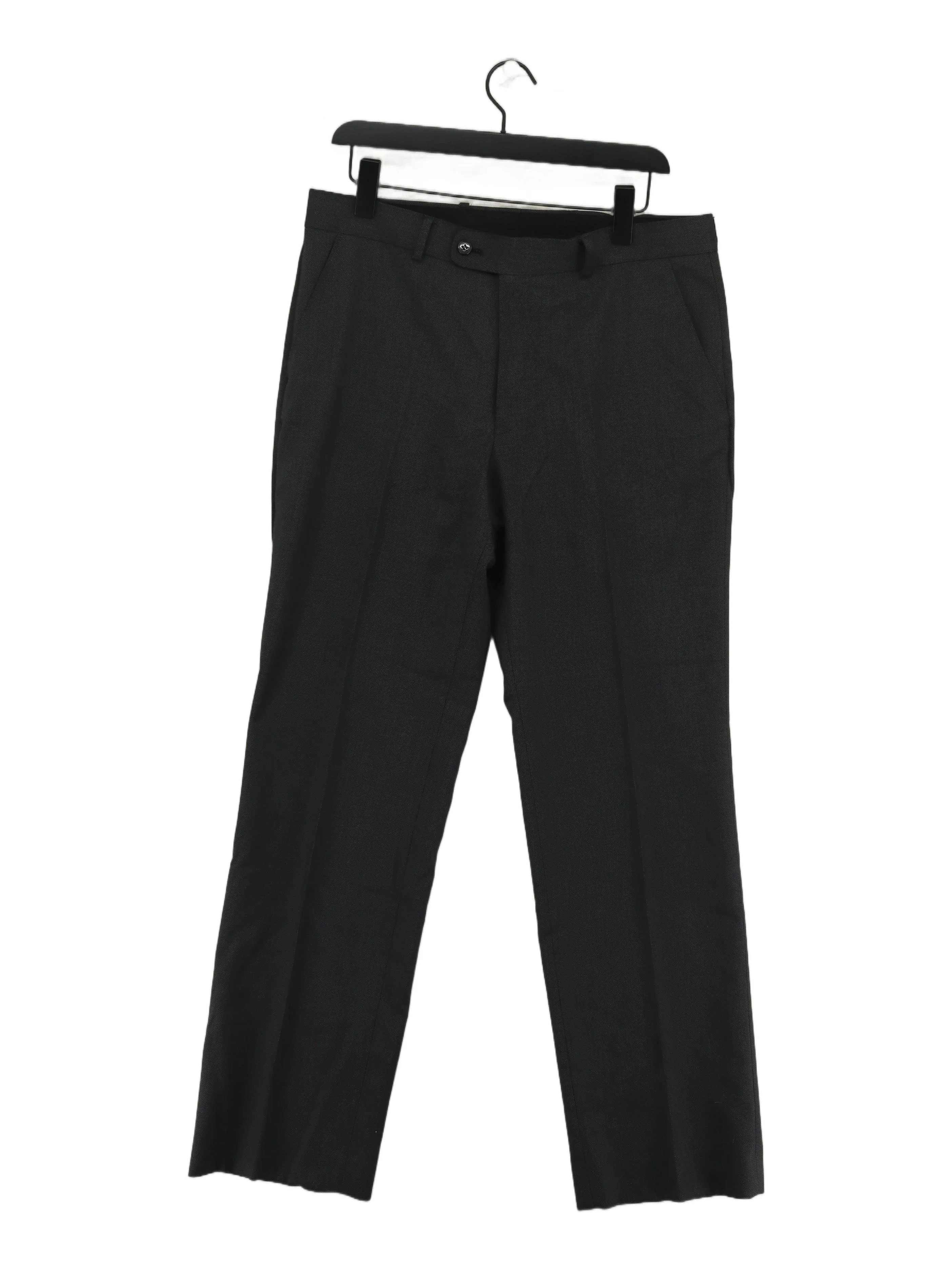 Burton Men's Suit Trousers W 34 in Grey Polyester with Viscose Dress Pants