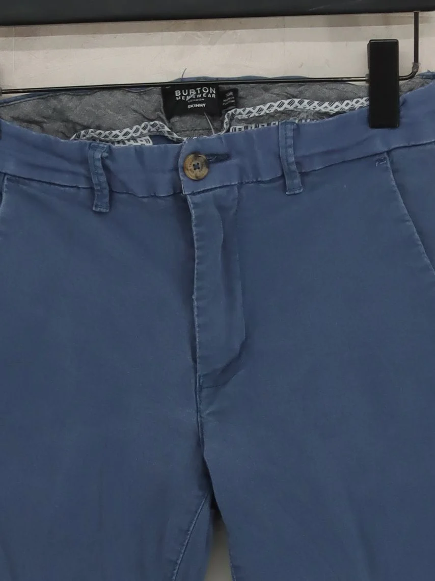 Burton Men's Trousers W 30 in Blue Cotton with Elastane Tapered Chino - Image 3