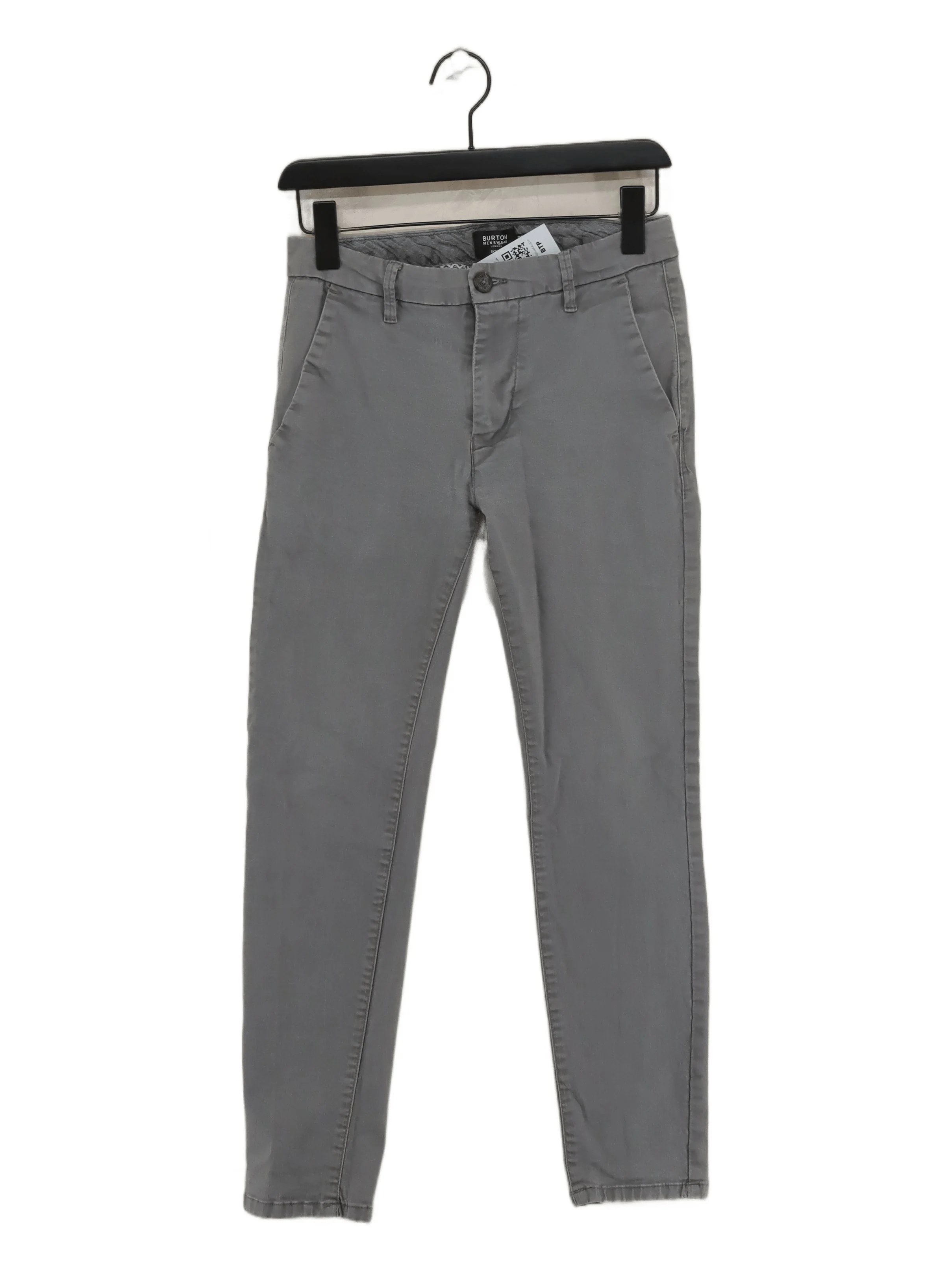 Burton Men's Trousers W 30 in Grey Cotton with Elastane Tapered Chino