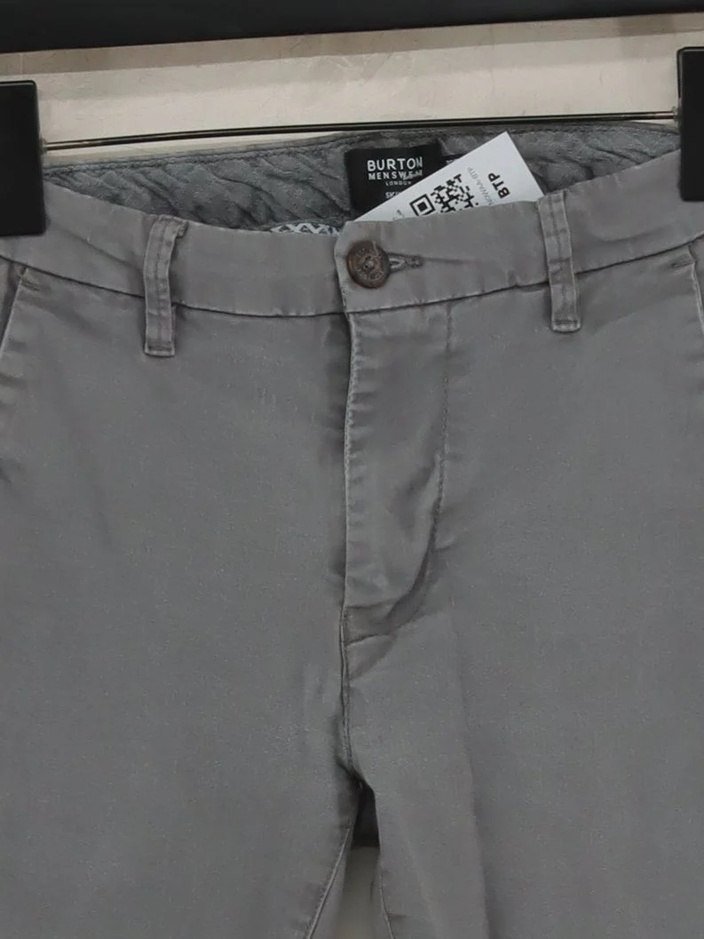 Burton Men's Trousers W 30 in Grey Cotton with Elastane Tapered Chino - Image 3