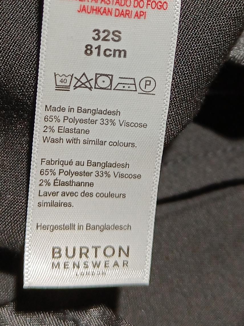 Burton Men's Trousers W 32 in Black Polyester with Viscose, Elastane Chino - Image 6