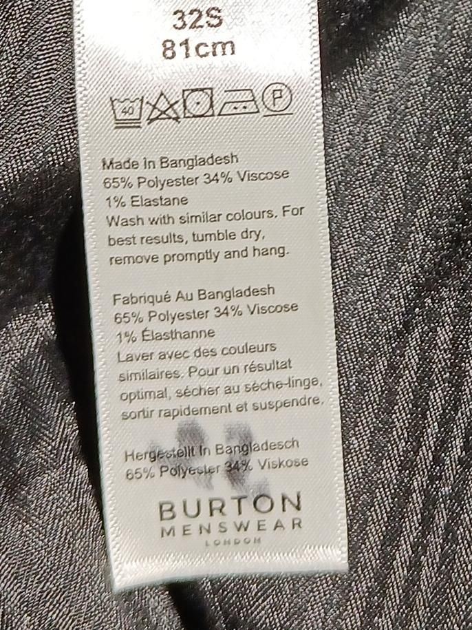 Burton Men's Trousers W 32 in Black Polyester with Viscose, Elastane Chino - Image 6