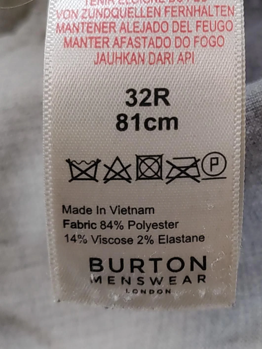 Burton Men's Trousers W 32 in Grey Polyester with Viscose, Elastane Chino - Image 6