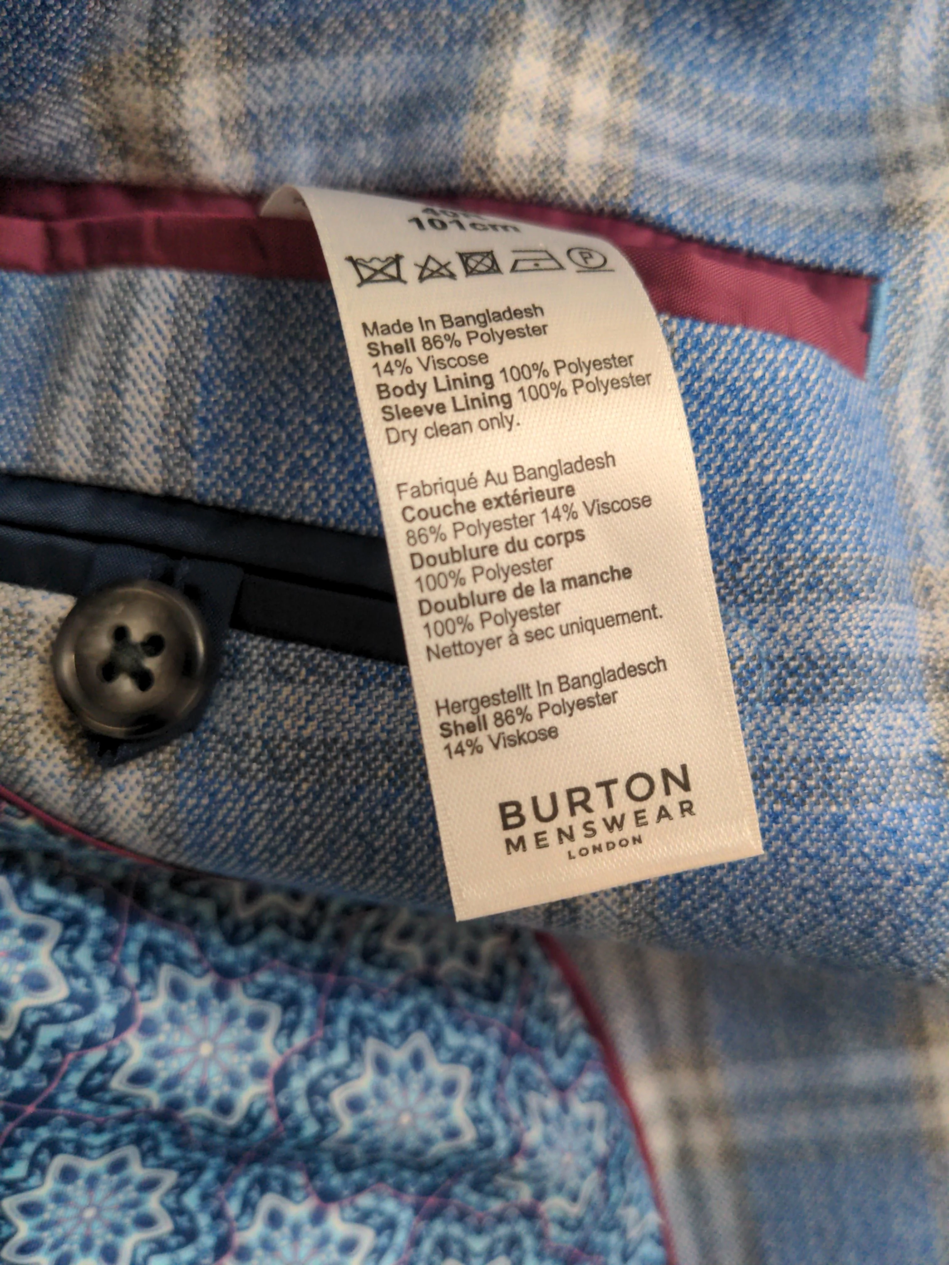 Burton Men's Two Piece Suit Chest: 40 in Blue Polyester with Viscose 2 Piece - Image 7