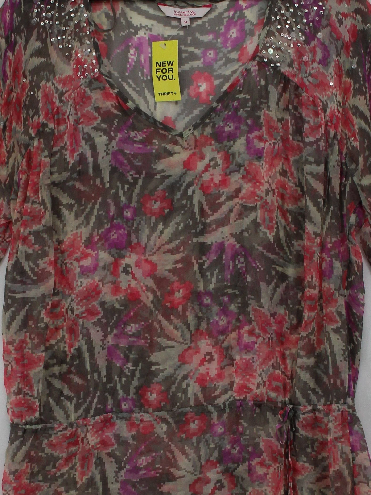 Butterfly By Matthew Williamson Women's Blouse L Multi 100% Silk Basic - Image 3