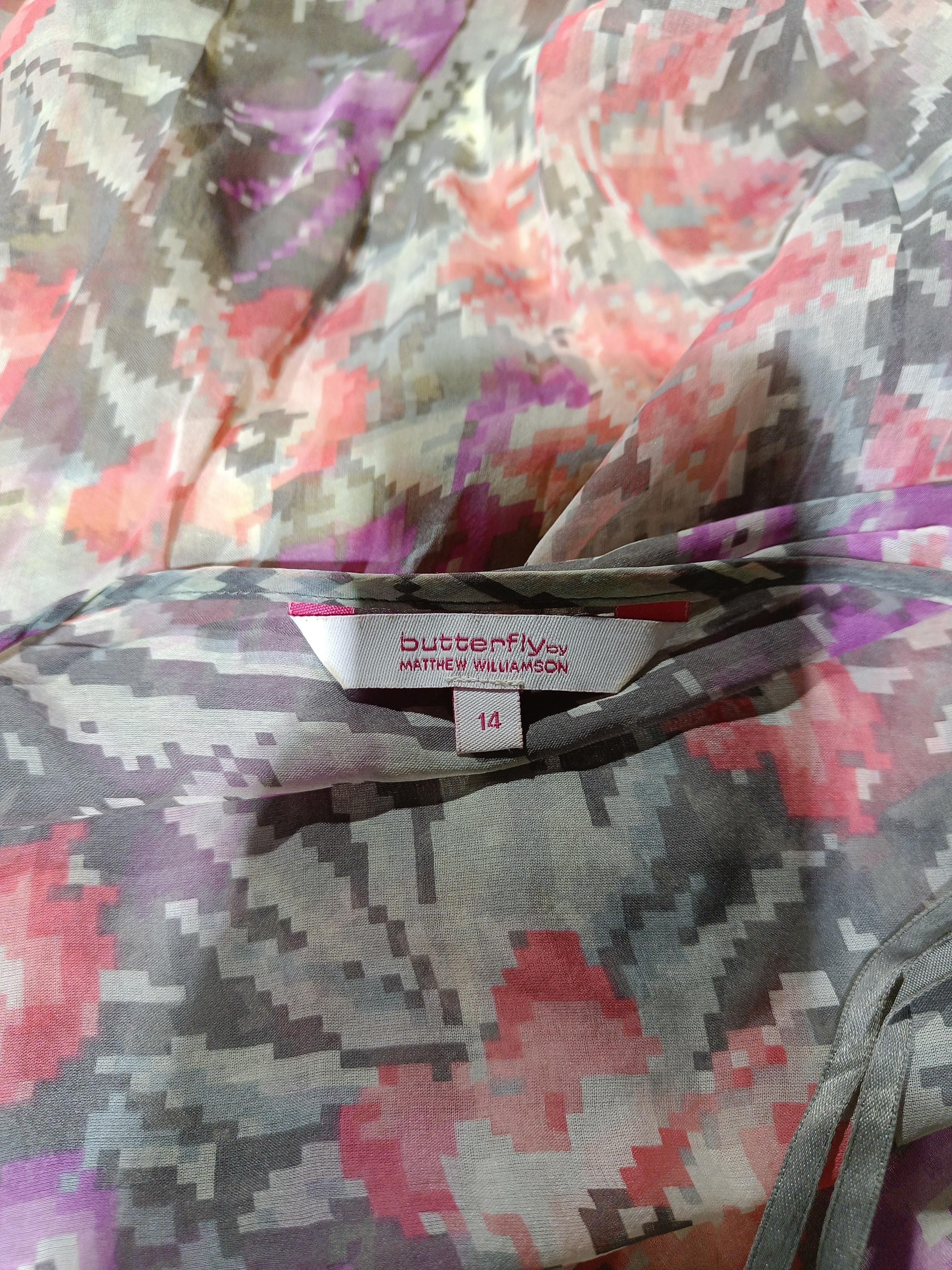 Butterfly By Matthew Williamson Women's Blouse L Multi 100% Silk Basic - Image 5
