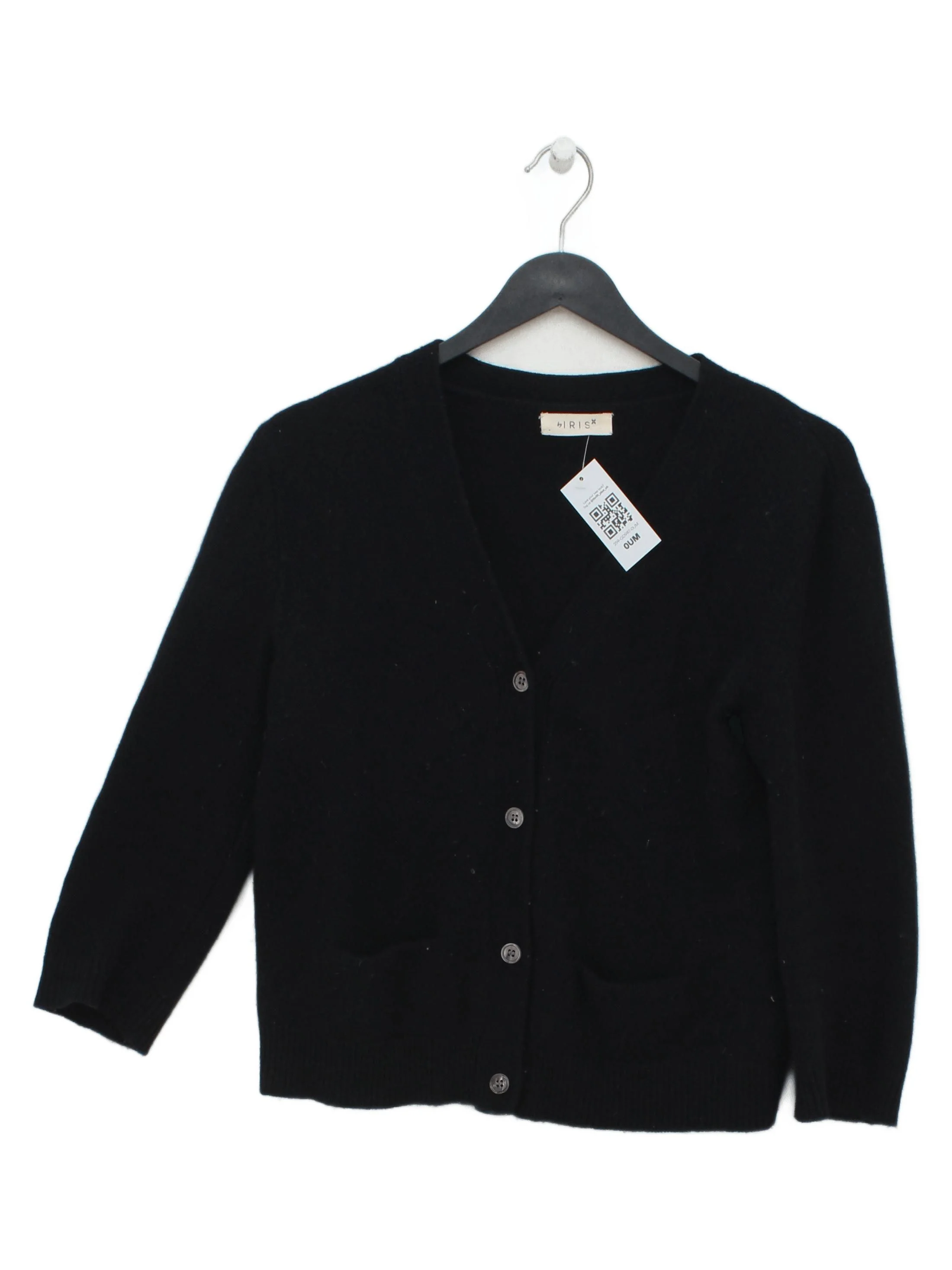 By Iris Women's Cardigan M Black Wool with Cashmere V-Neck Cardigan